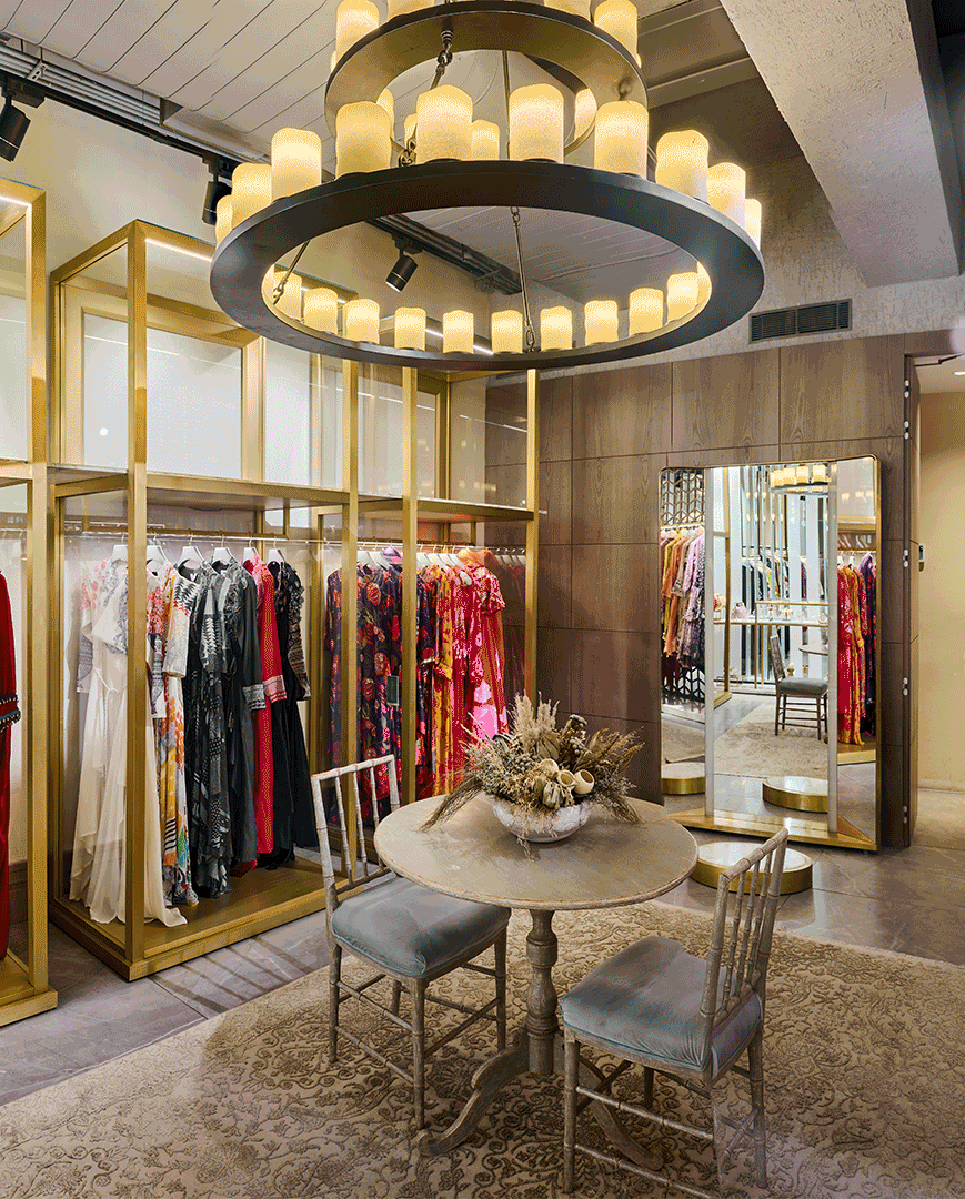 Step into our luxurious stores and explore a curated selection of designer apparel, statement accessories and more!