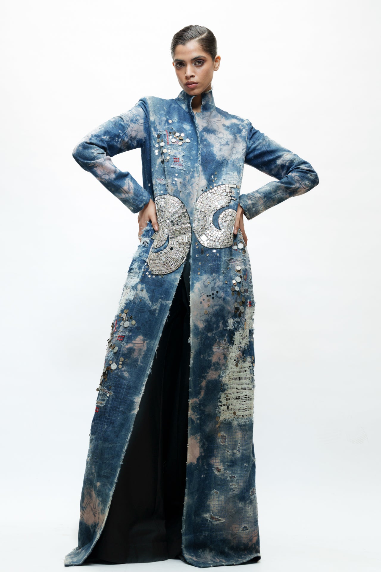 Embroidered Denim Coat