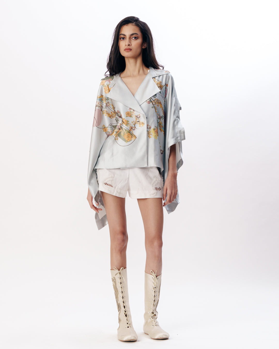 Printed Cape With Fluid Drape