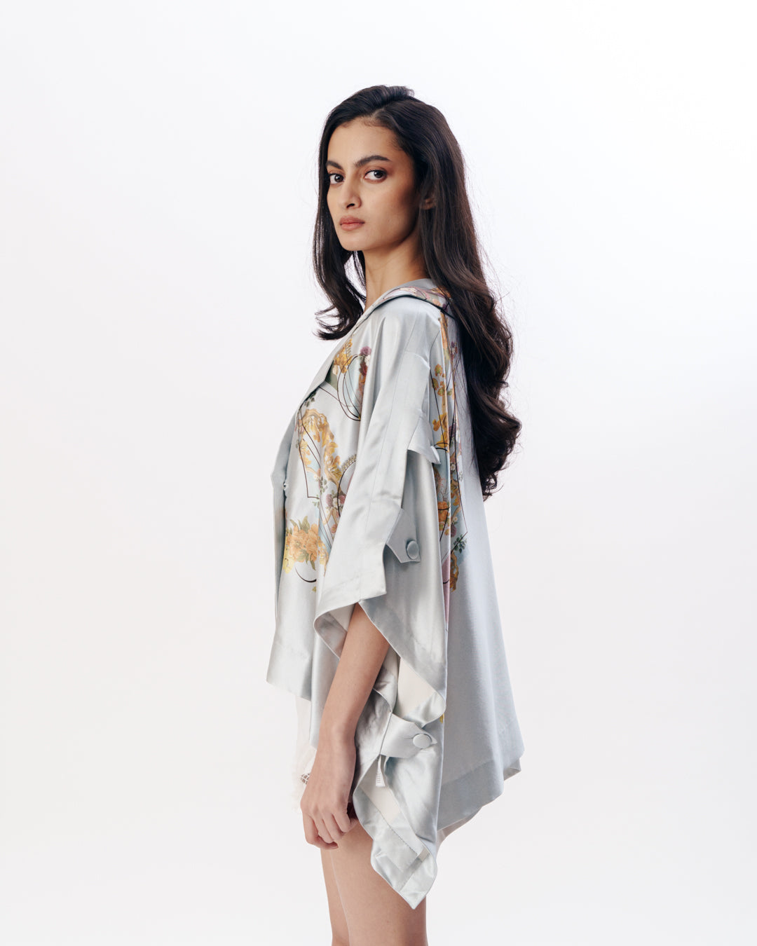 Printed Cape With Fluid Drape