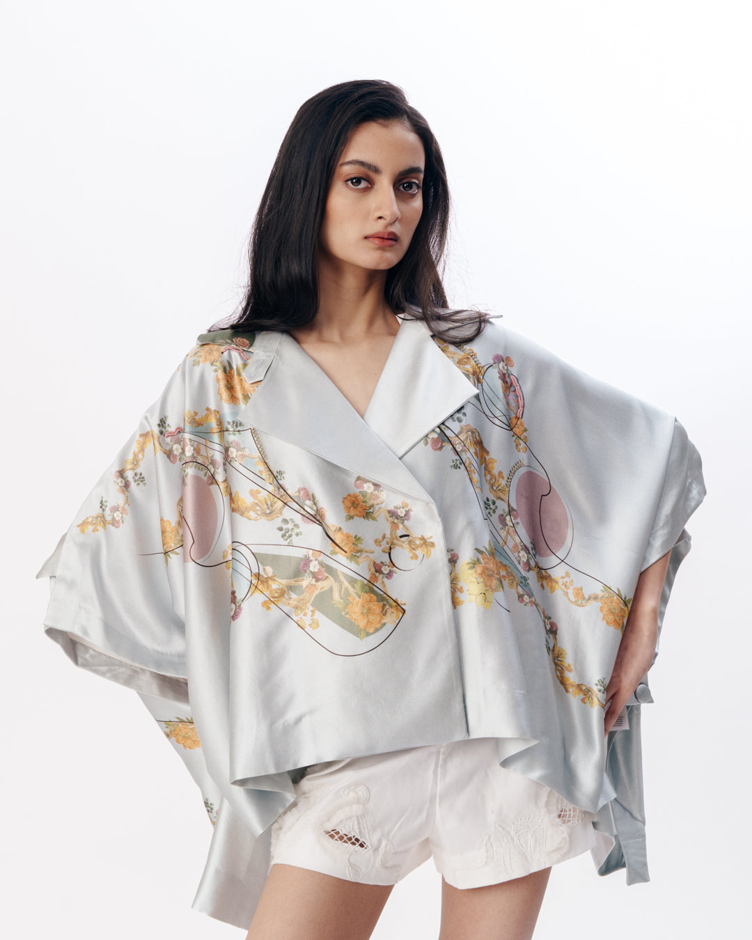 Printed Cape With Fluid Drape