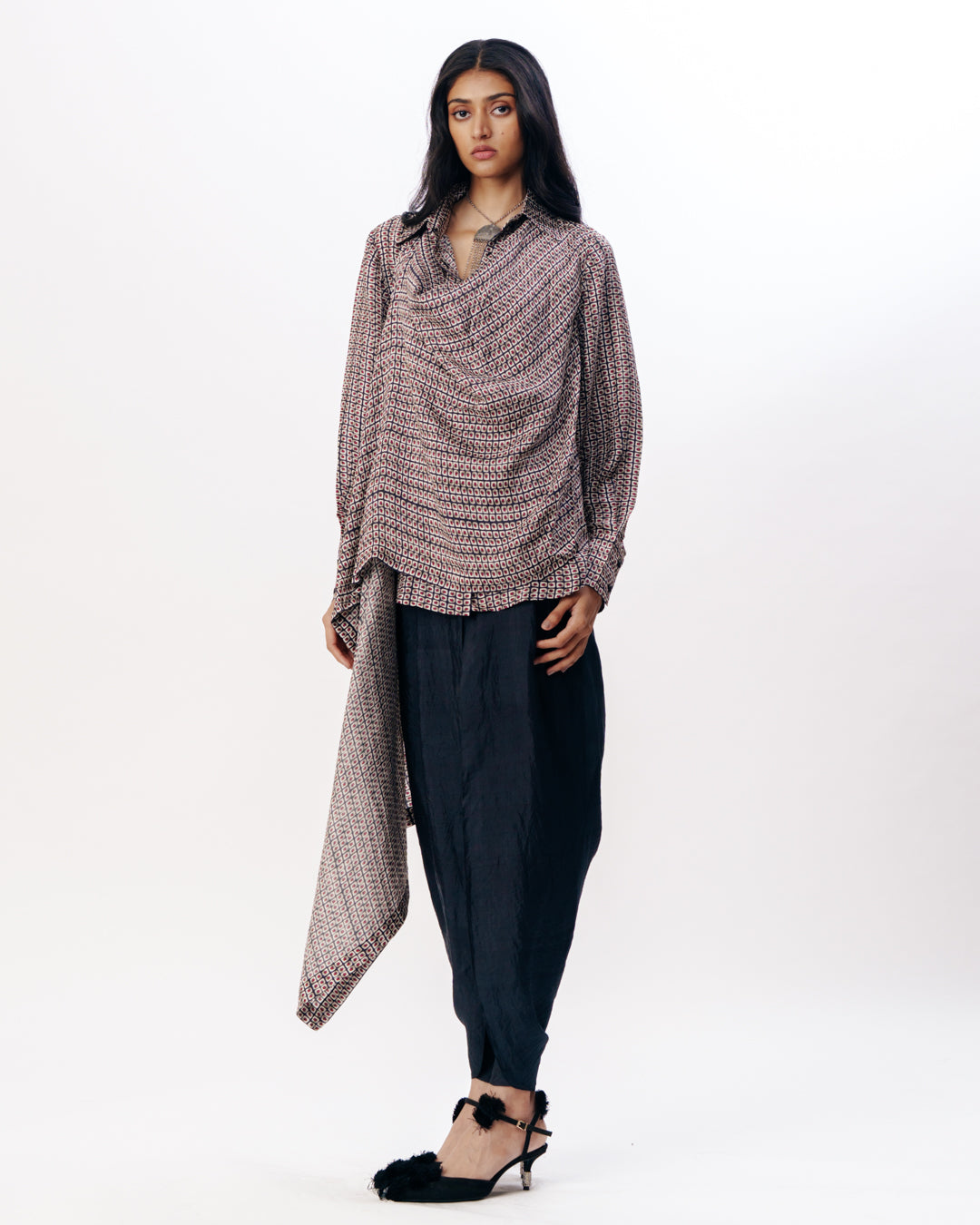 Draped Top With Dhoti Pants