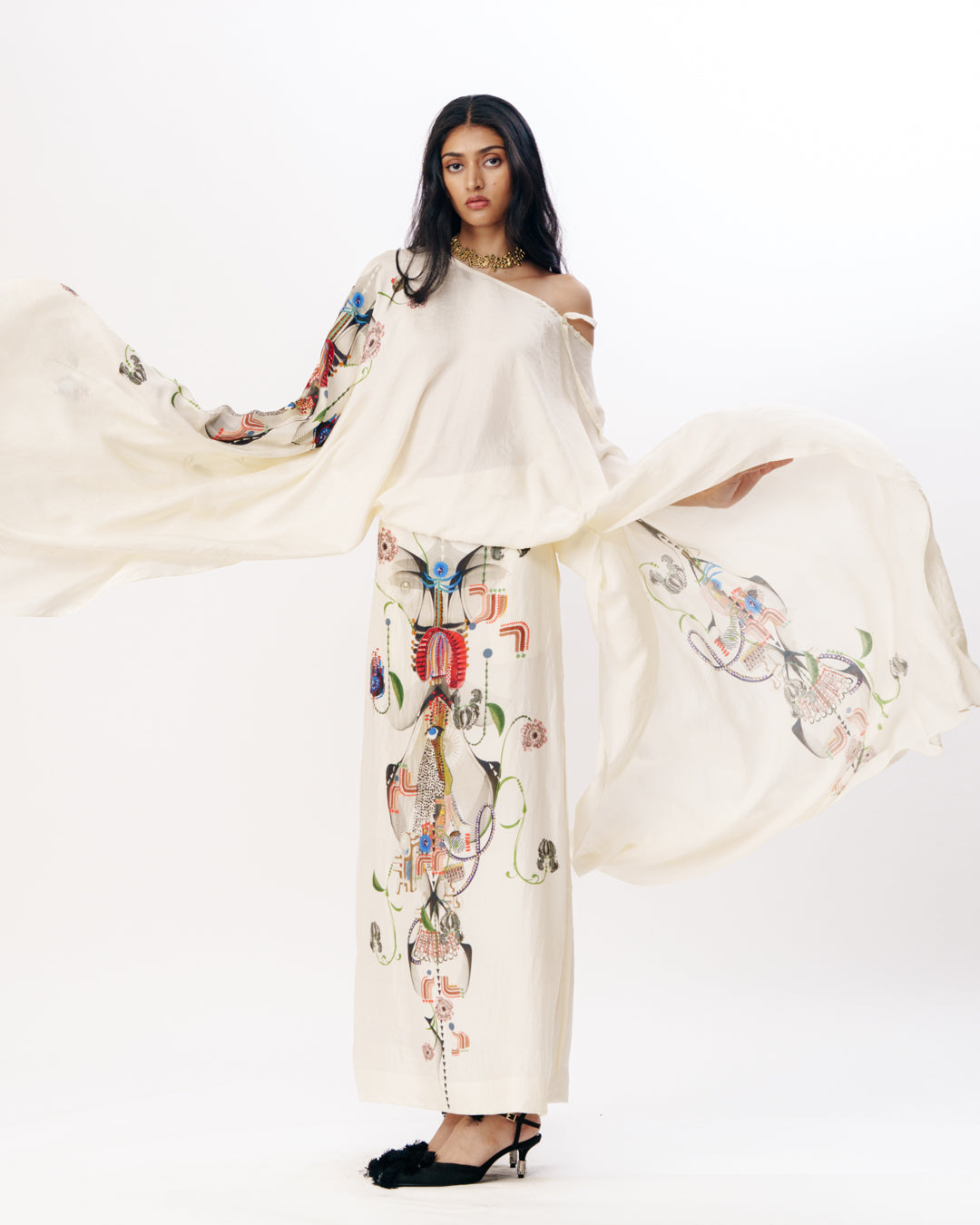 Drape Top With Straight Skirt