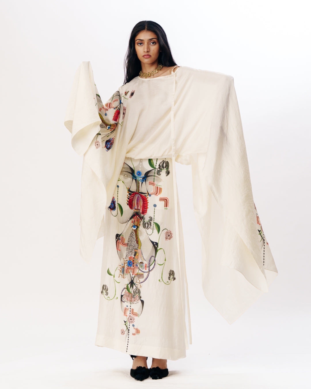 Drape Top With Straight Skirt