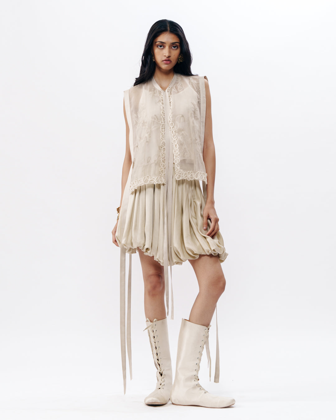 Layered Chikankari Skirt Set