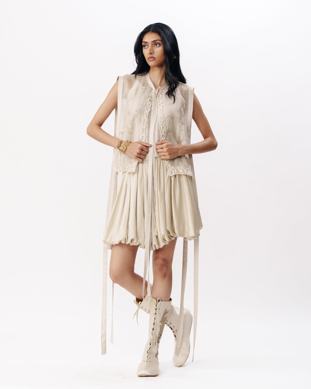 Layered Chikankari Skirt Set
