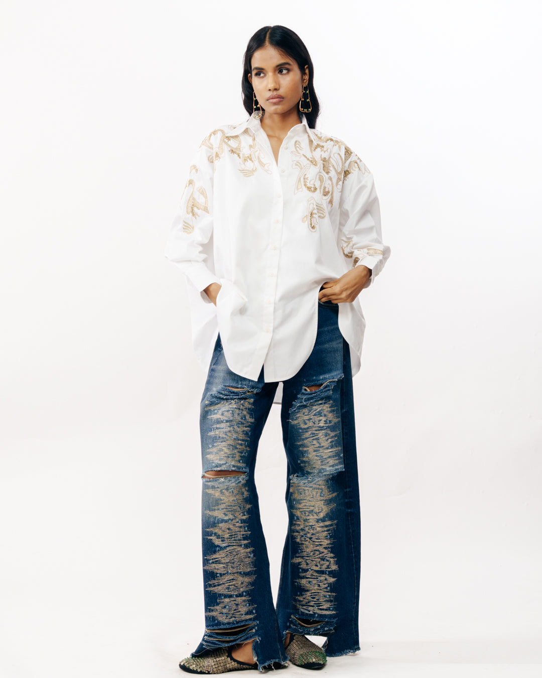 Shirt With Zari Embroidery