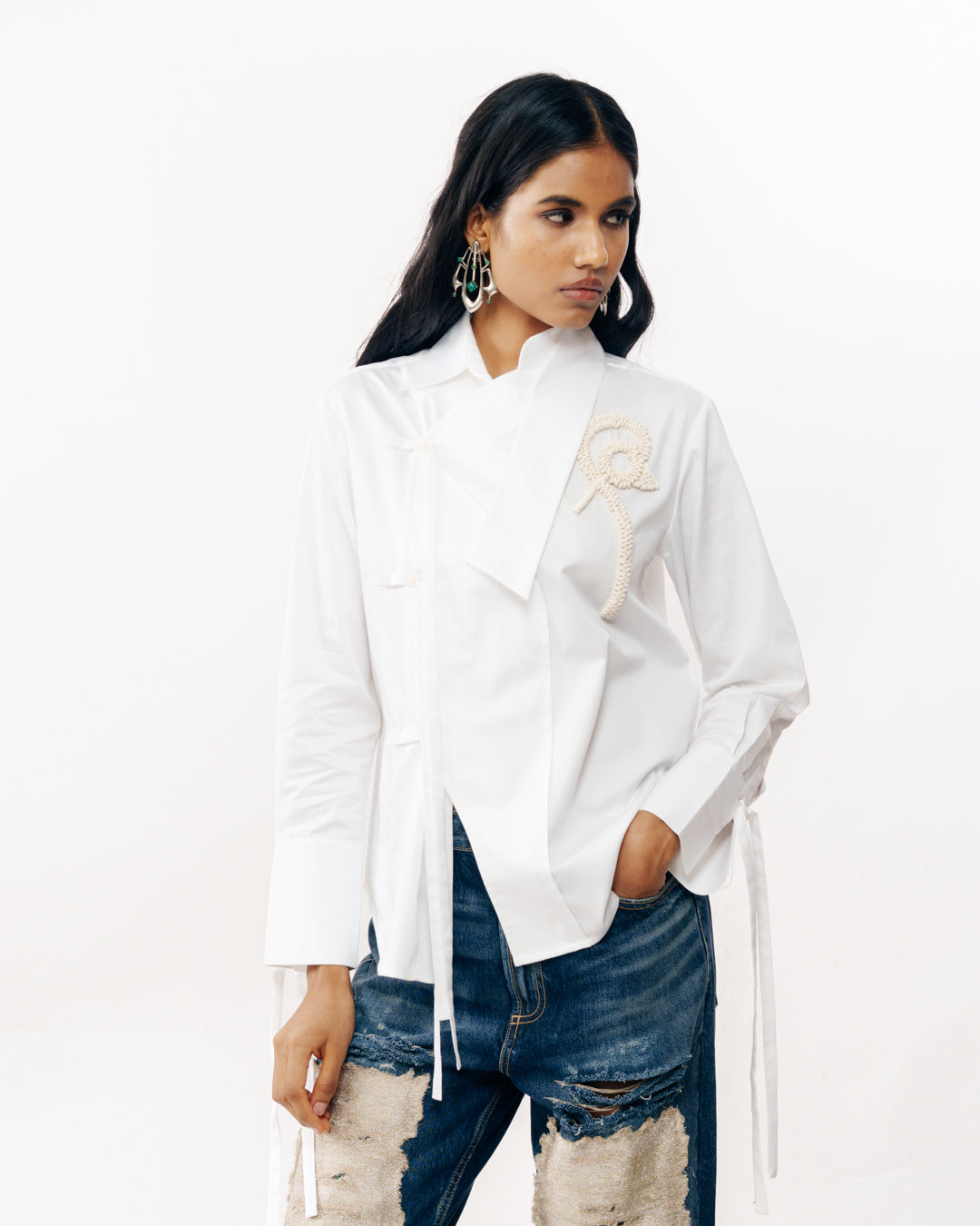 White Shirt With Tiki Accents