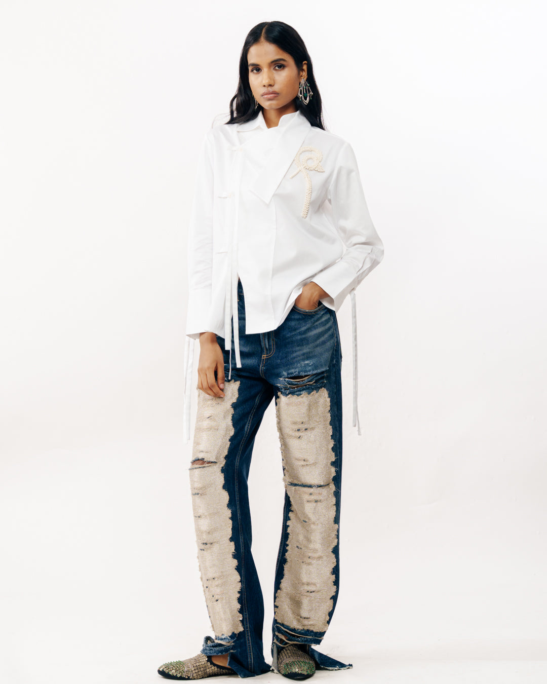 White Shirt With Tiki Accents