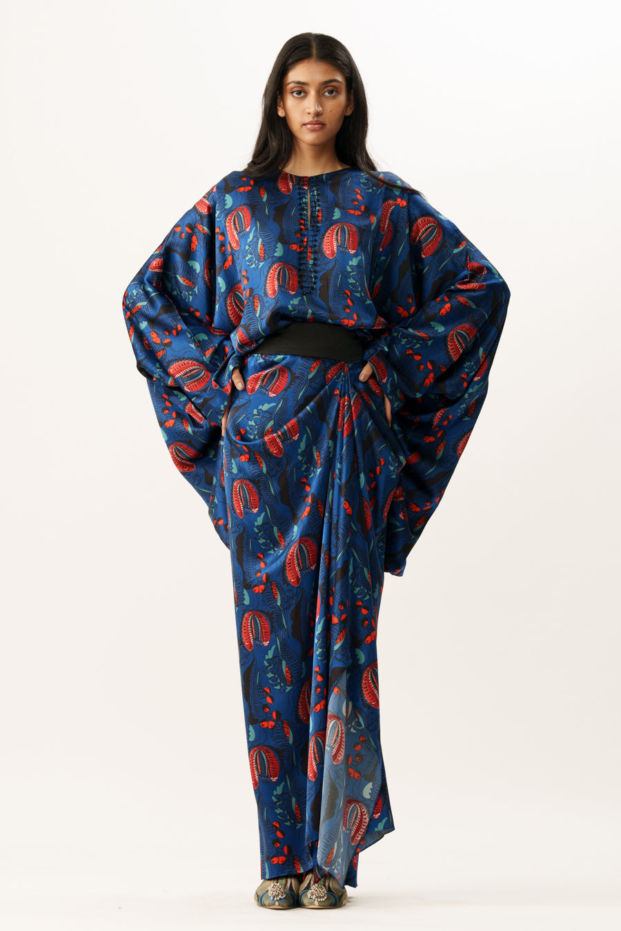 Printed Draped Pick-up Skirt