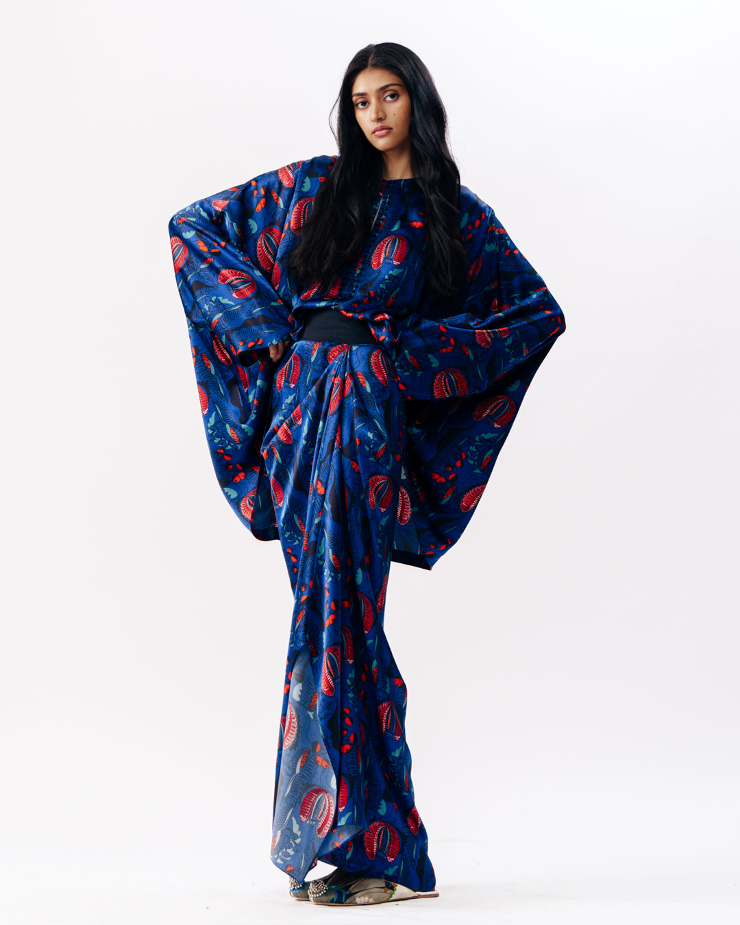 Printed Draped Pick-up Skirt