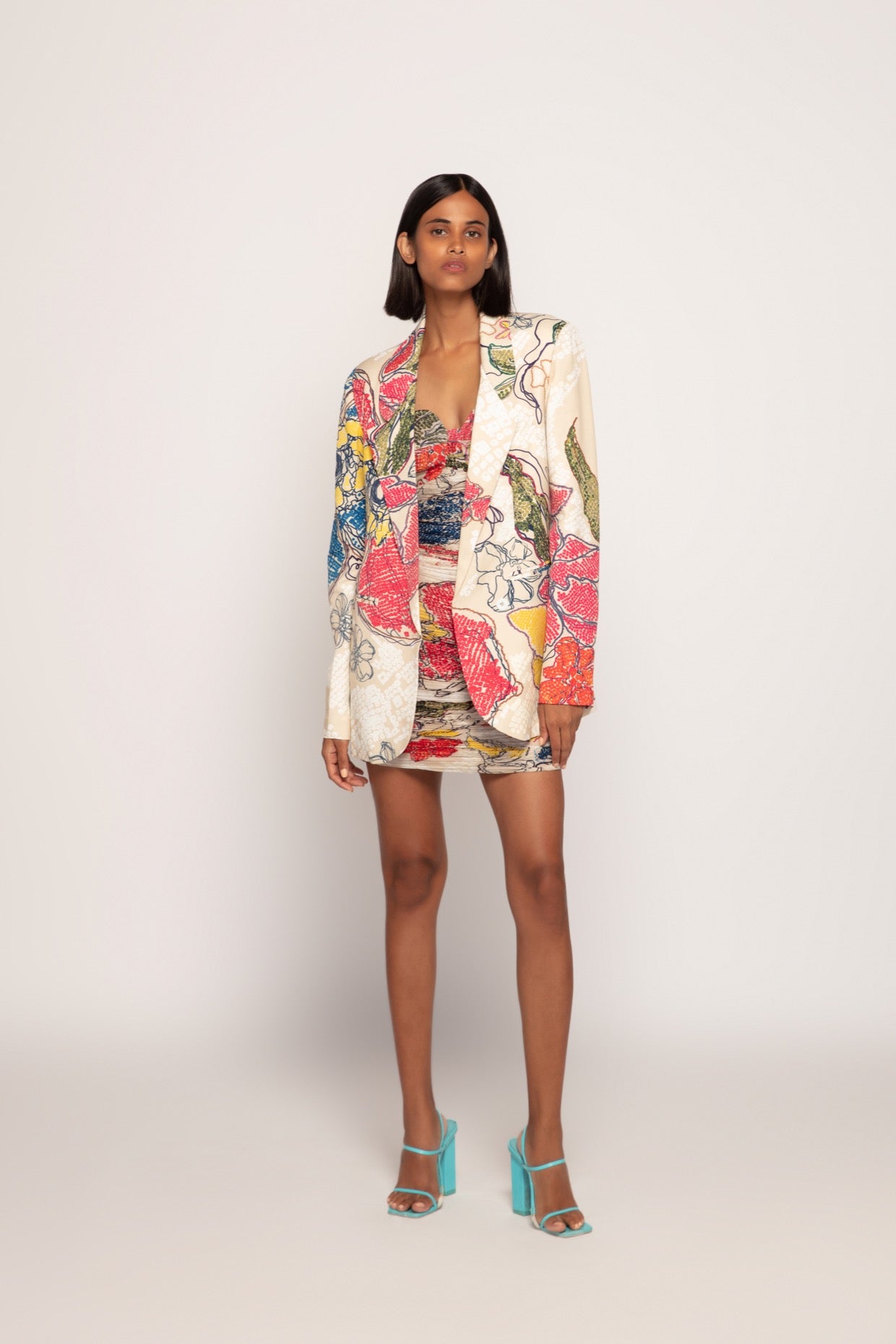 Periwinkle Bandhani Print Mini Dress Set