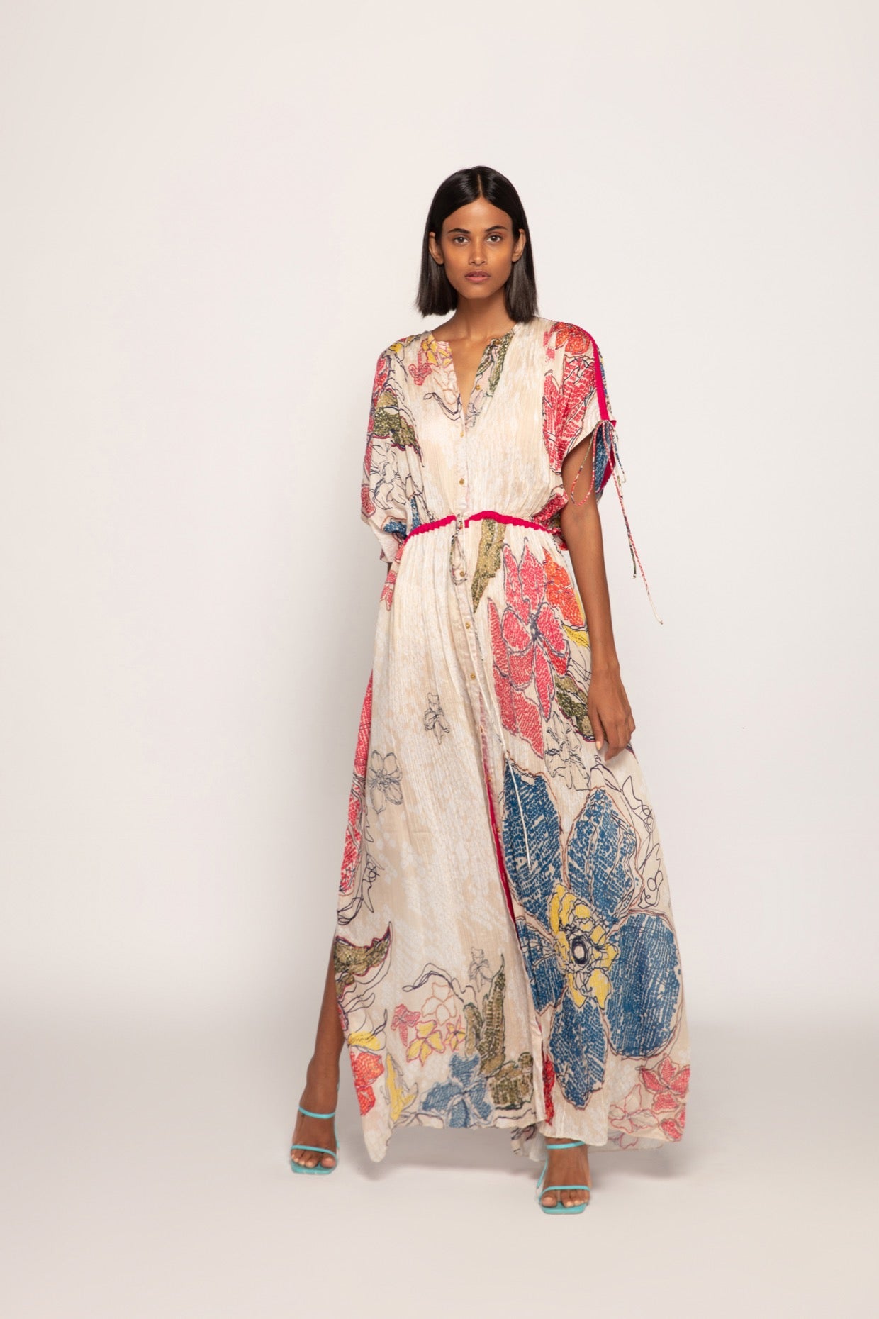 Periwinkle Bandhani Print Kaftan