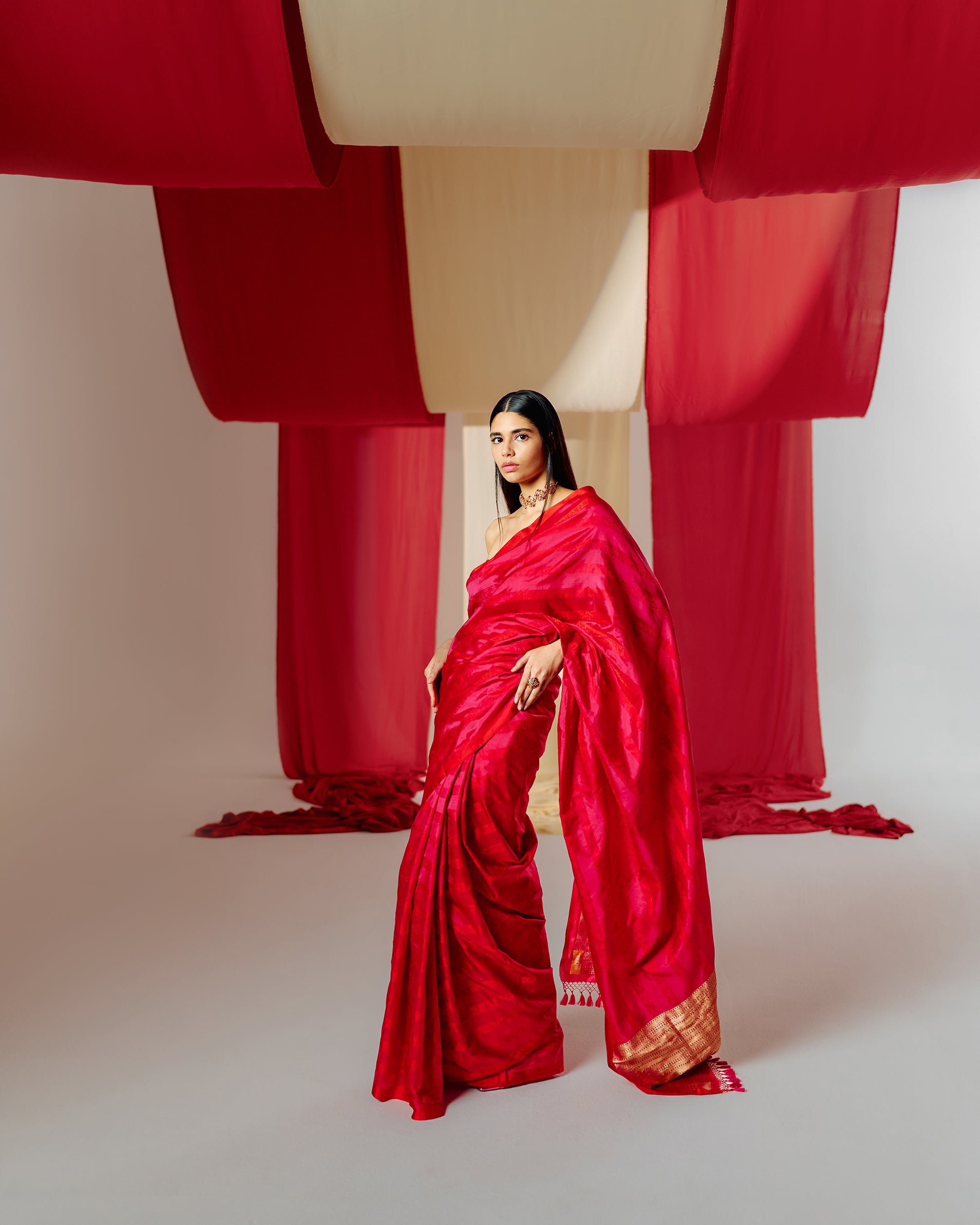 Handwoven Red Silk Saree