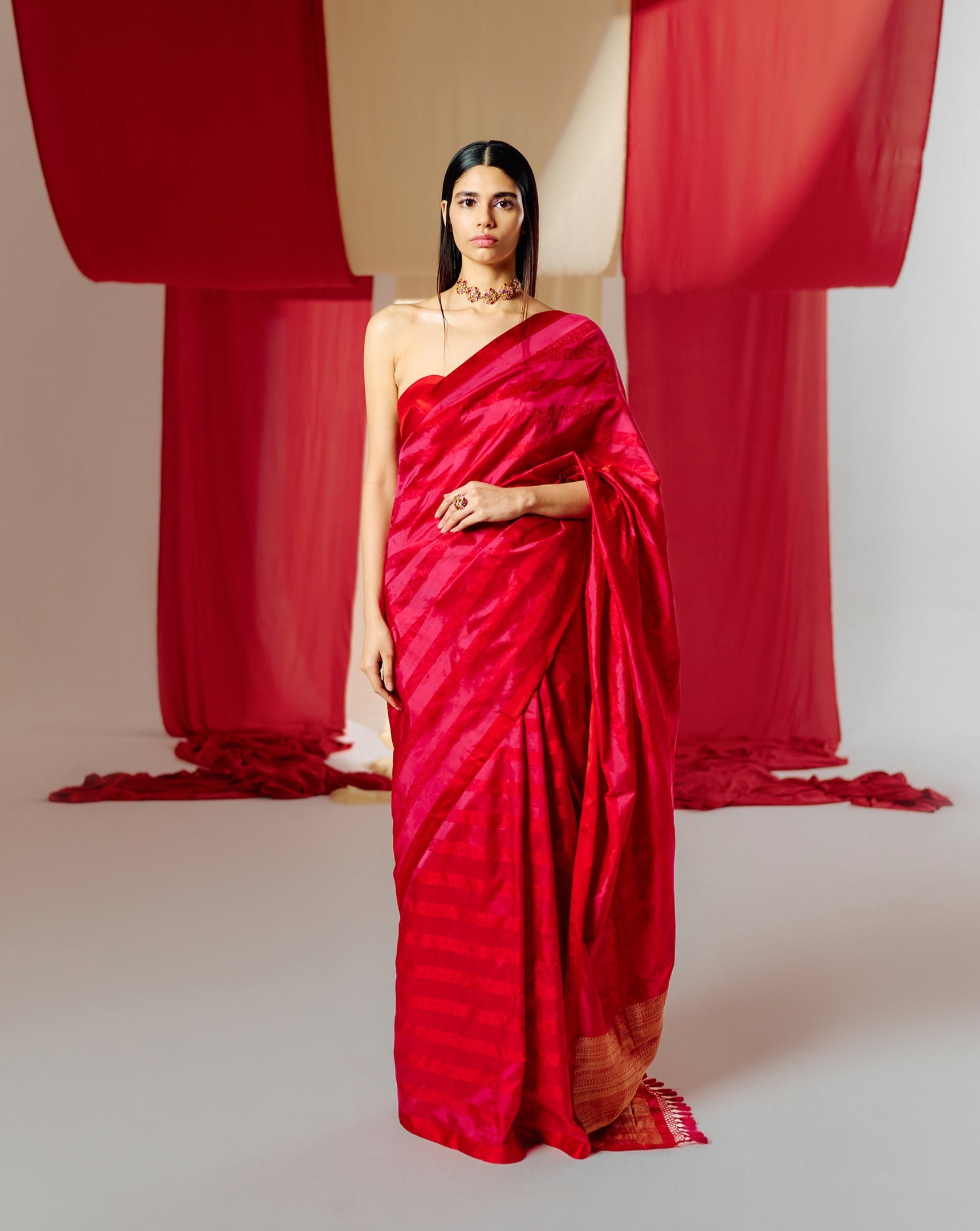 Handwoven Red Silk Saree