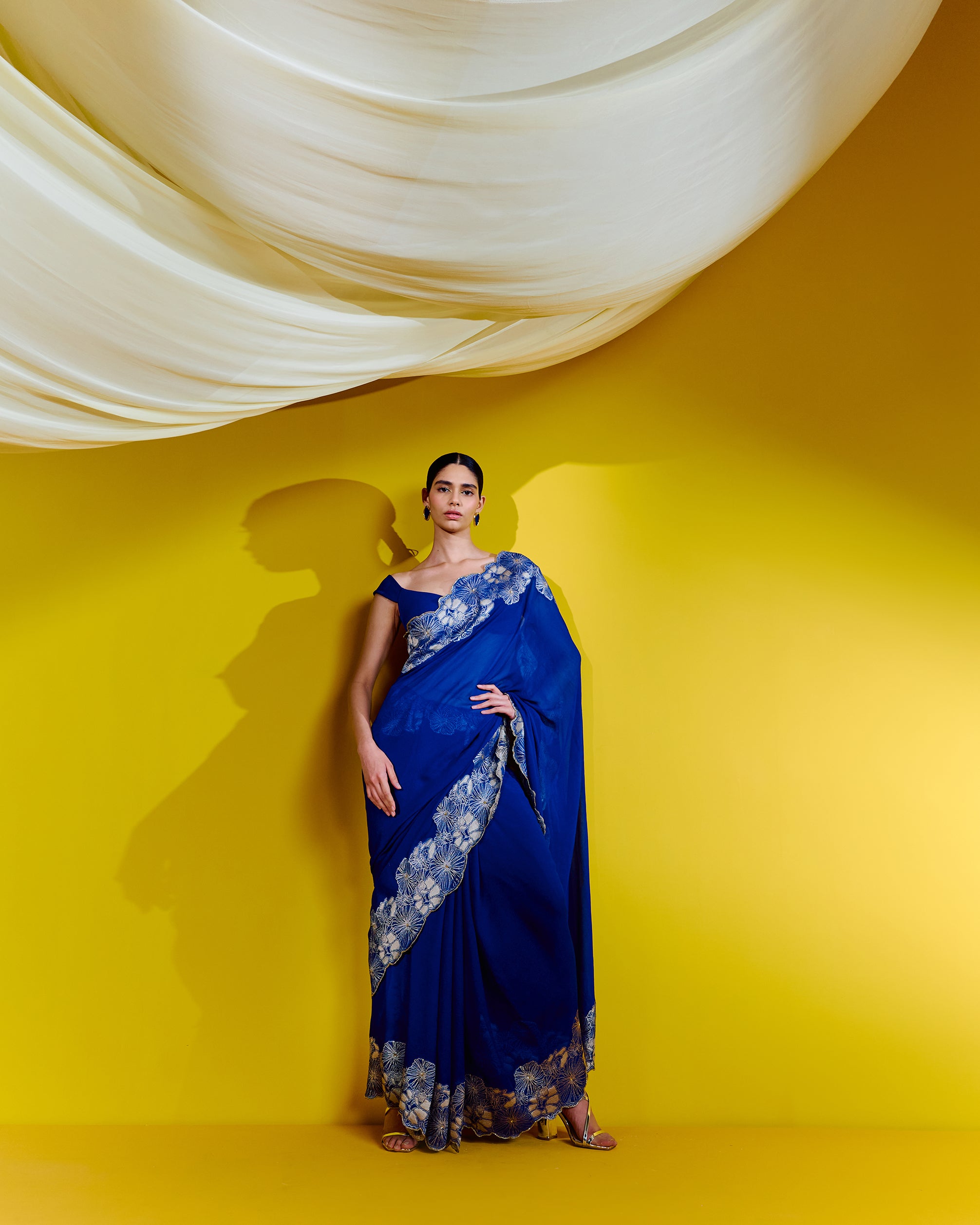 Handwoven Blue Georgette Saree