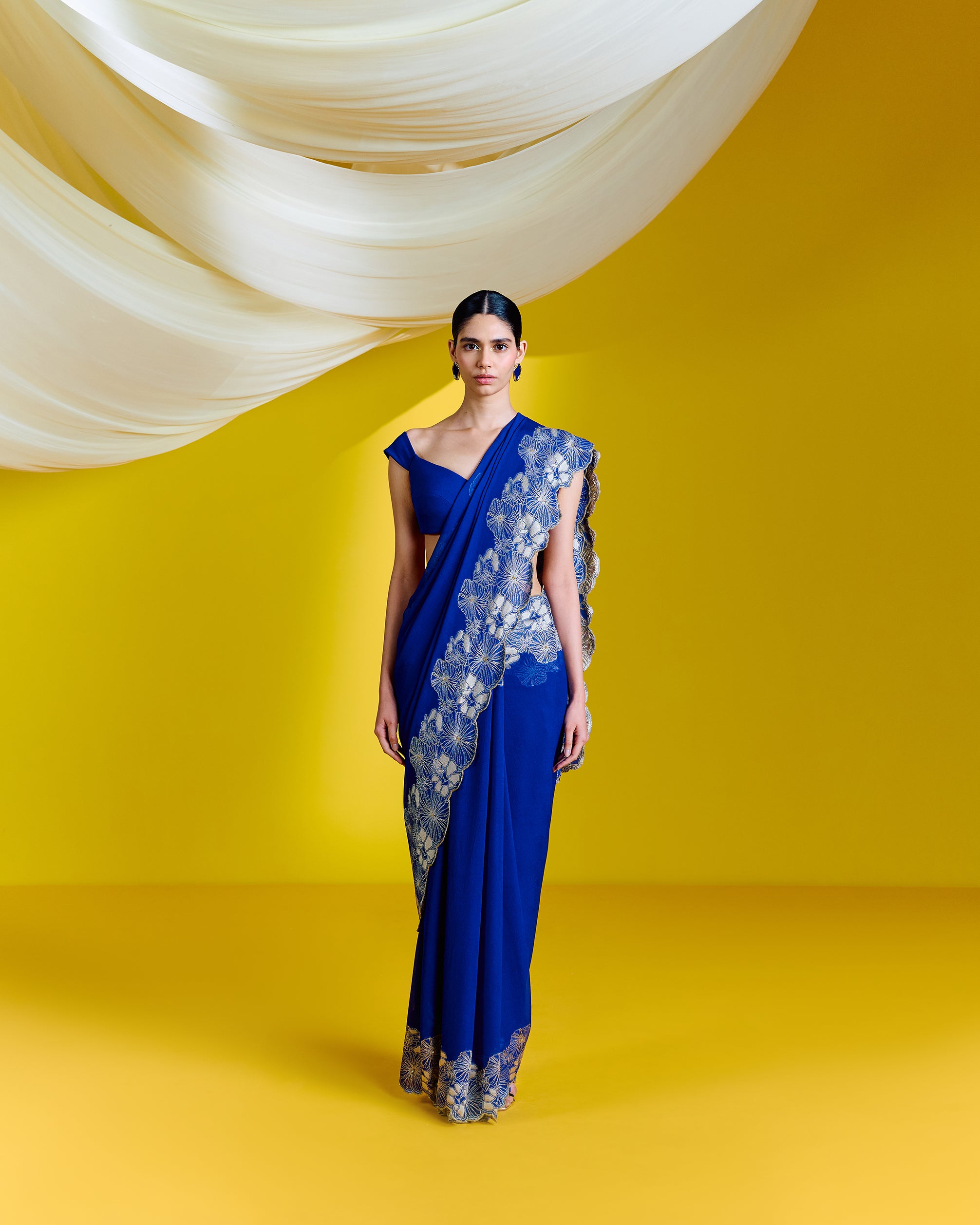 Handwoven Blue Georgette Saree