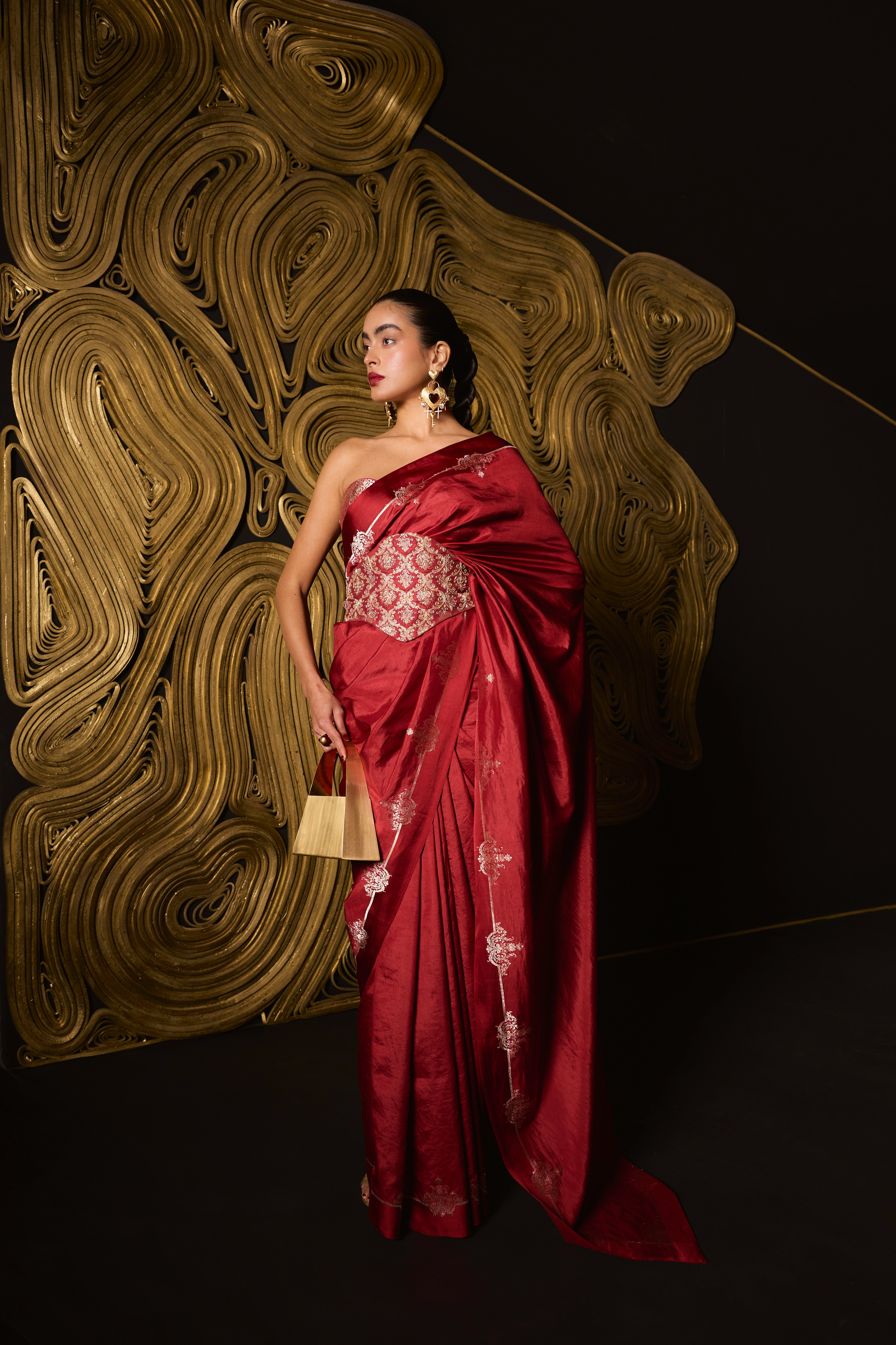 The Siren Saree In Red