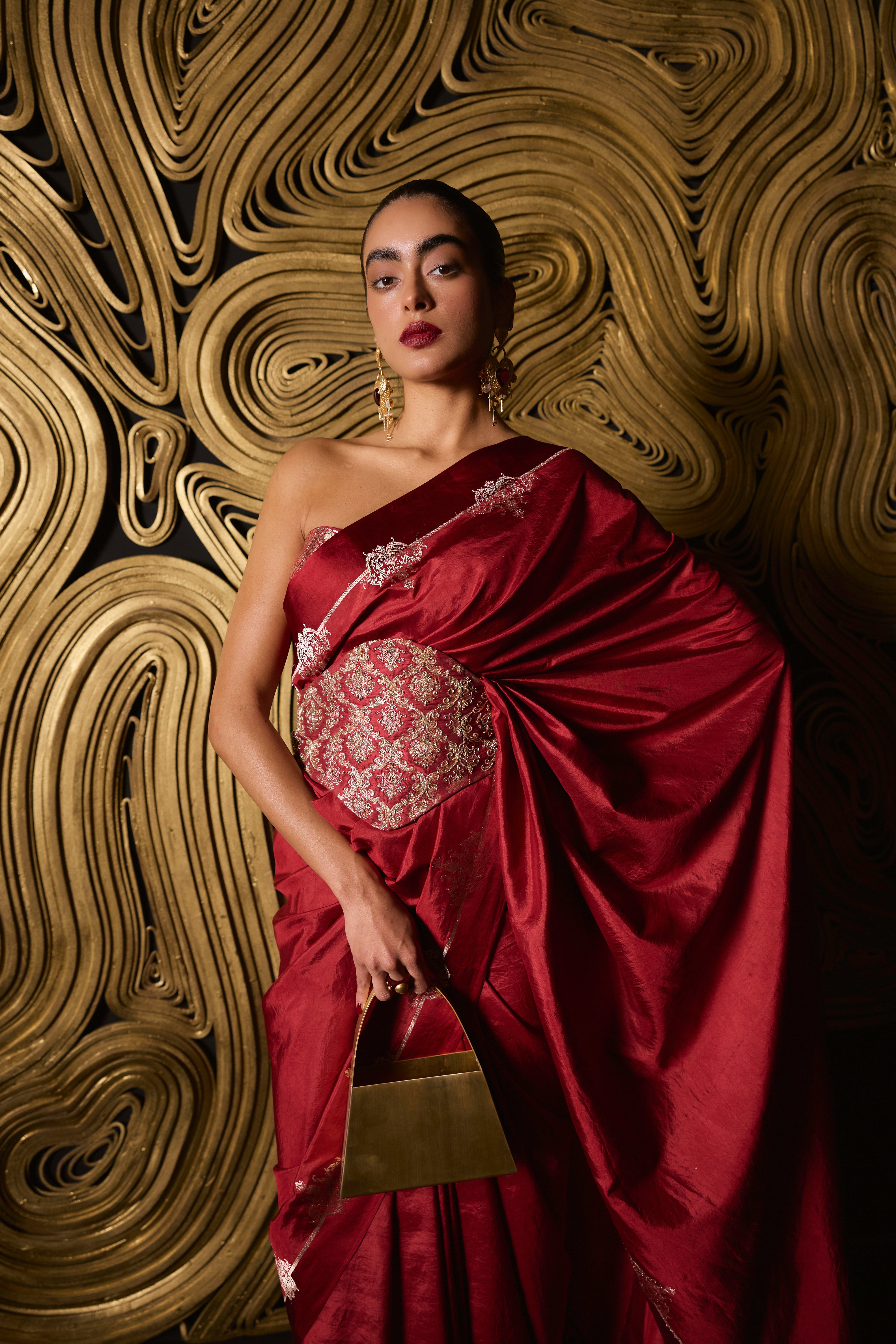 The Siren Saree In Red