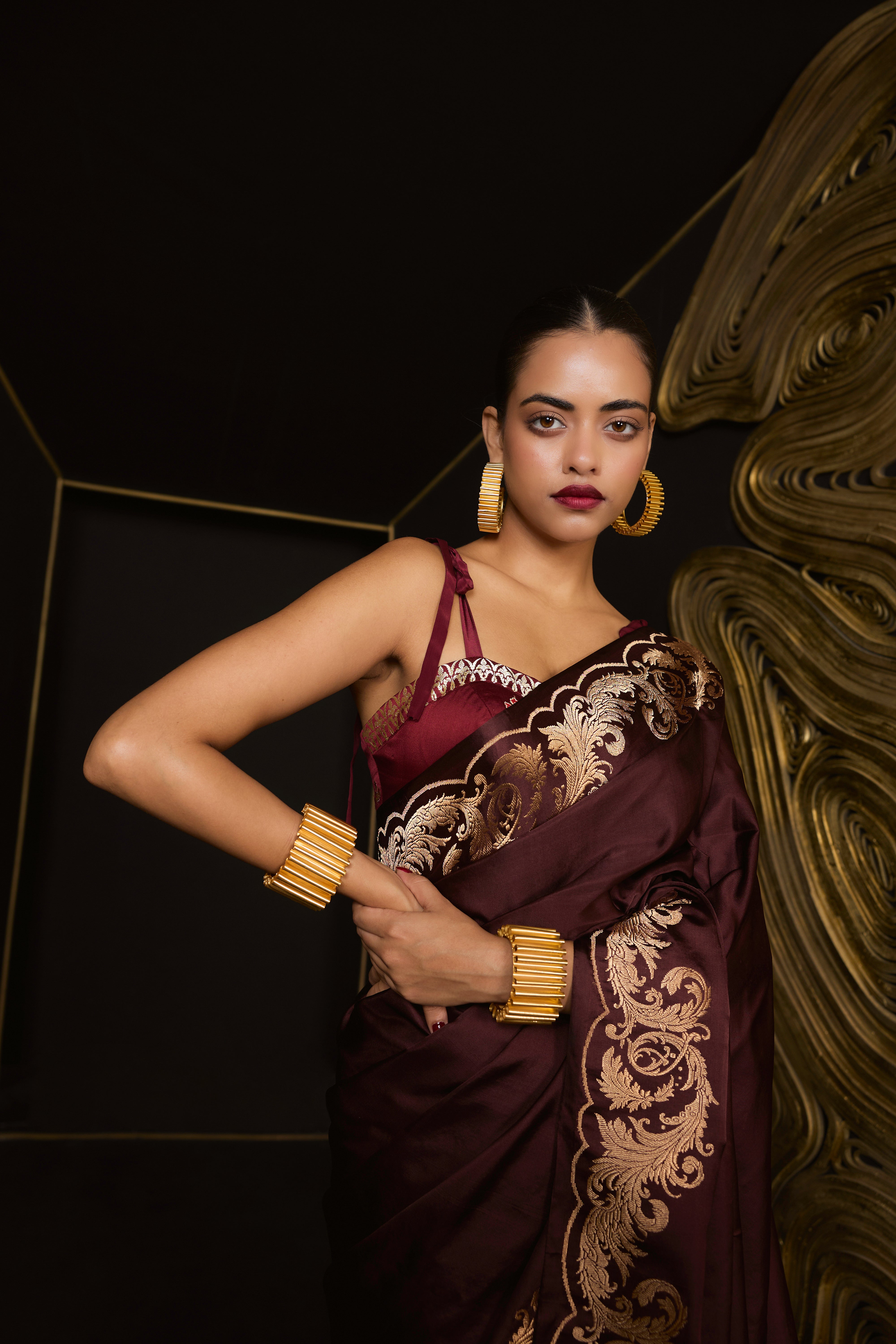 The 'only Yours' Saree In Garnet