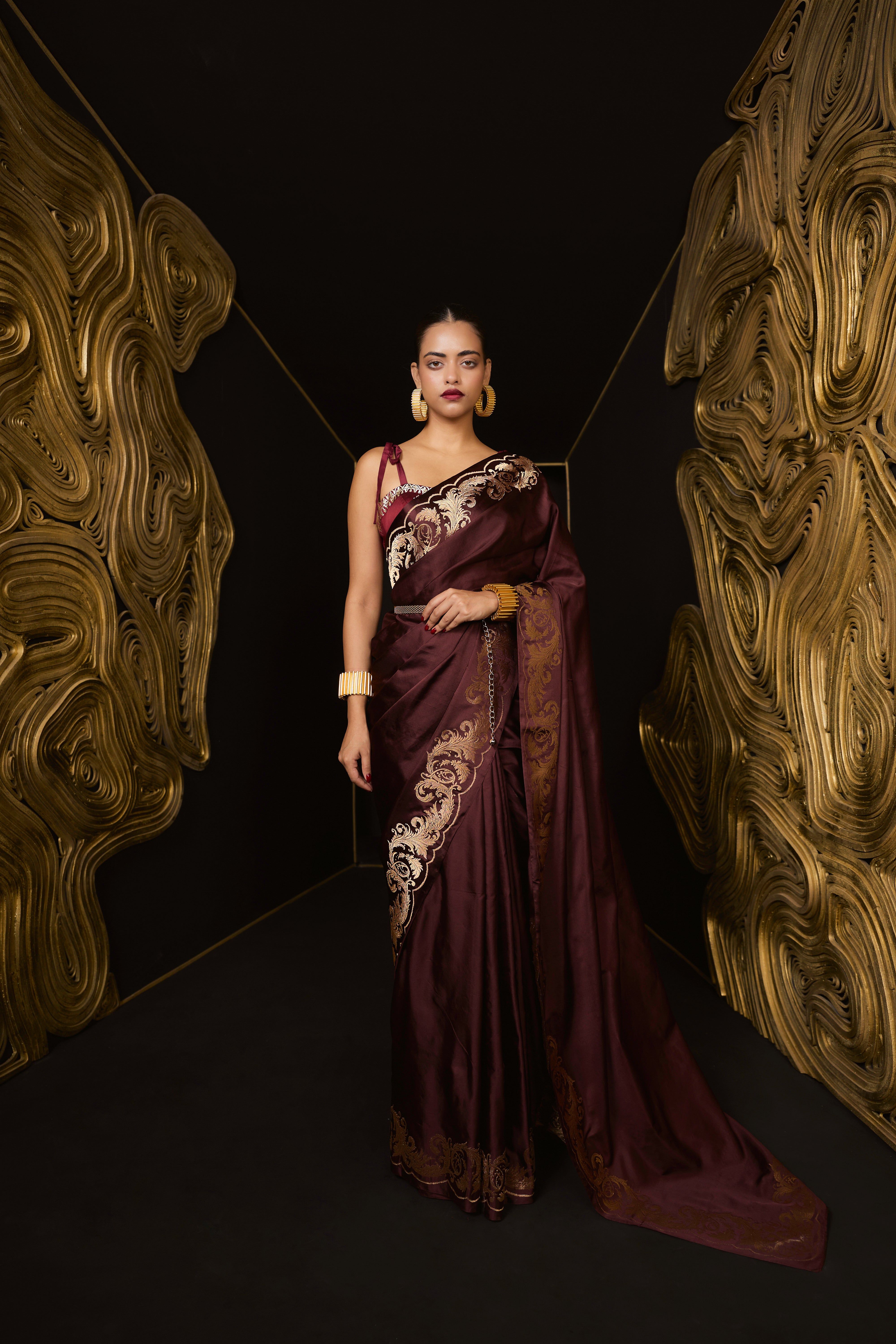 The 'only Yours' Saree In Garnet