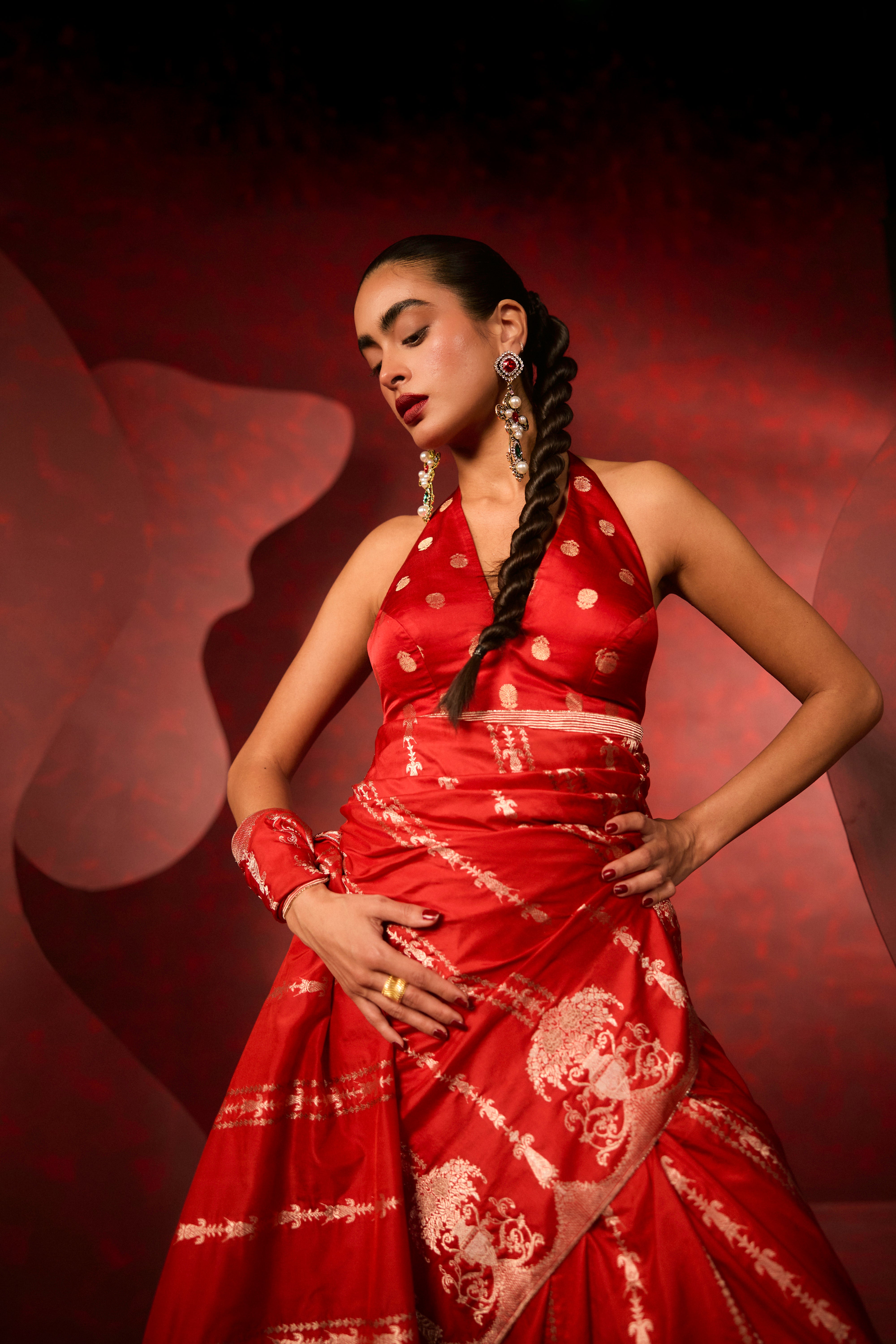 The 'together Always' Saree In Red