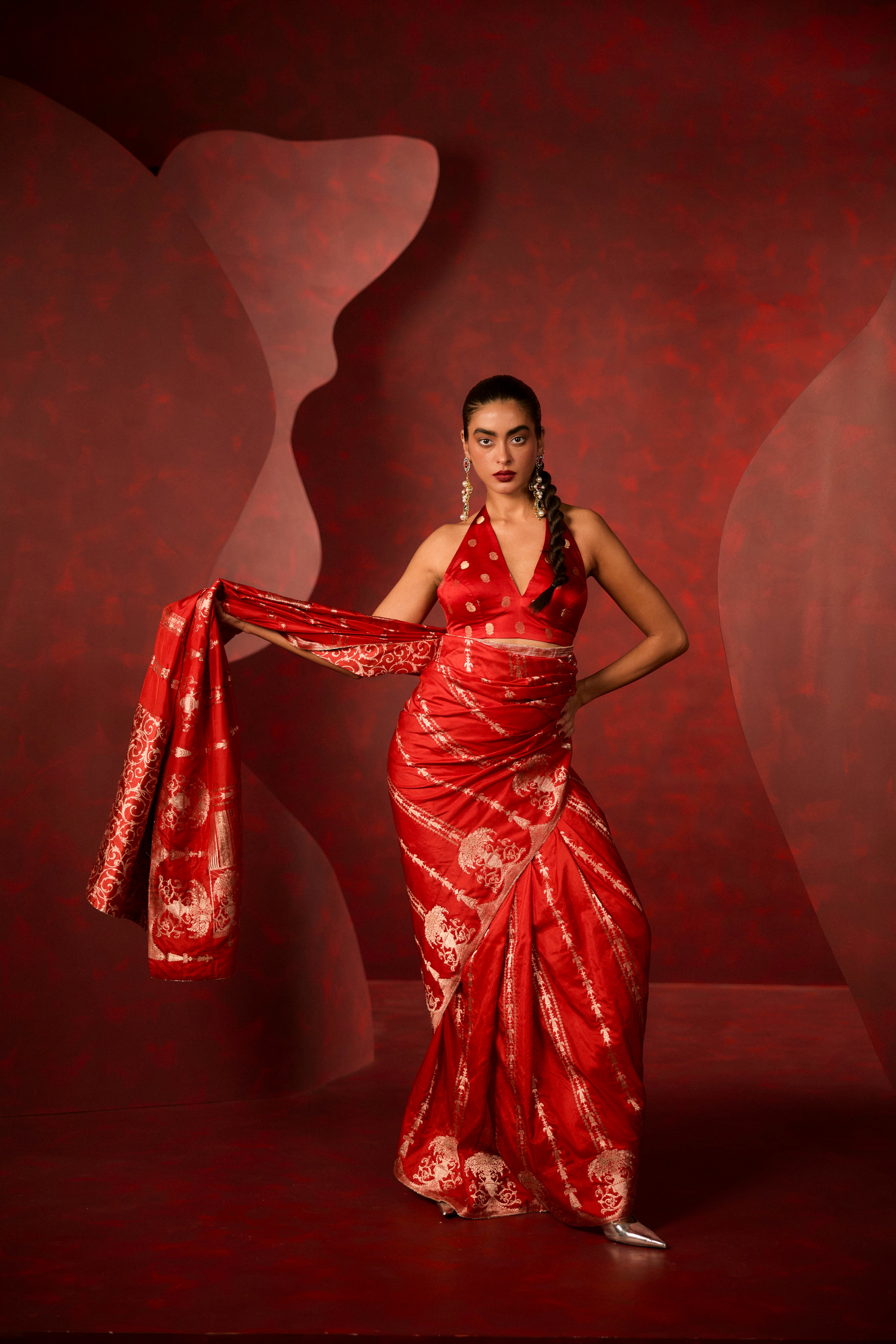 The 'together Always' Saree In Red