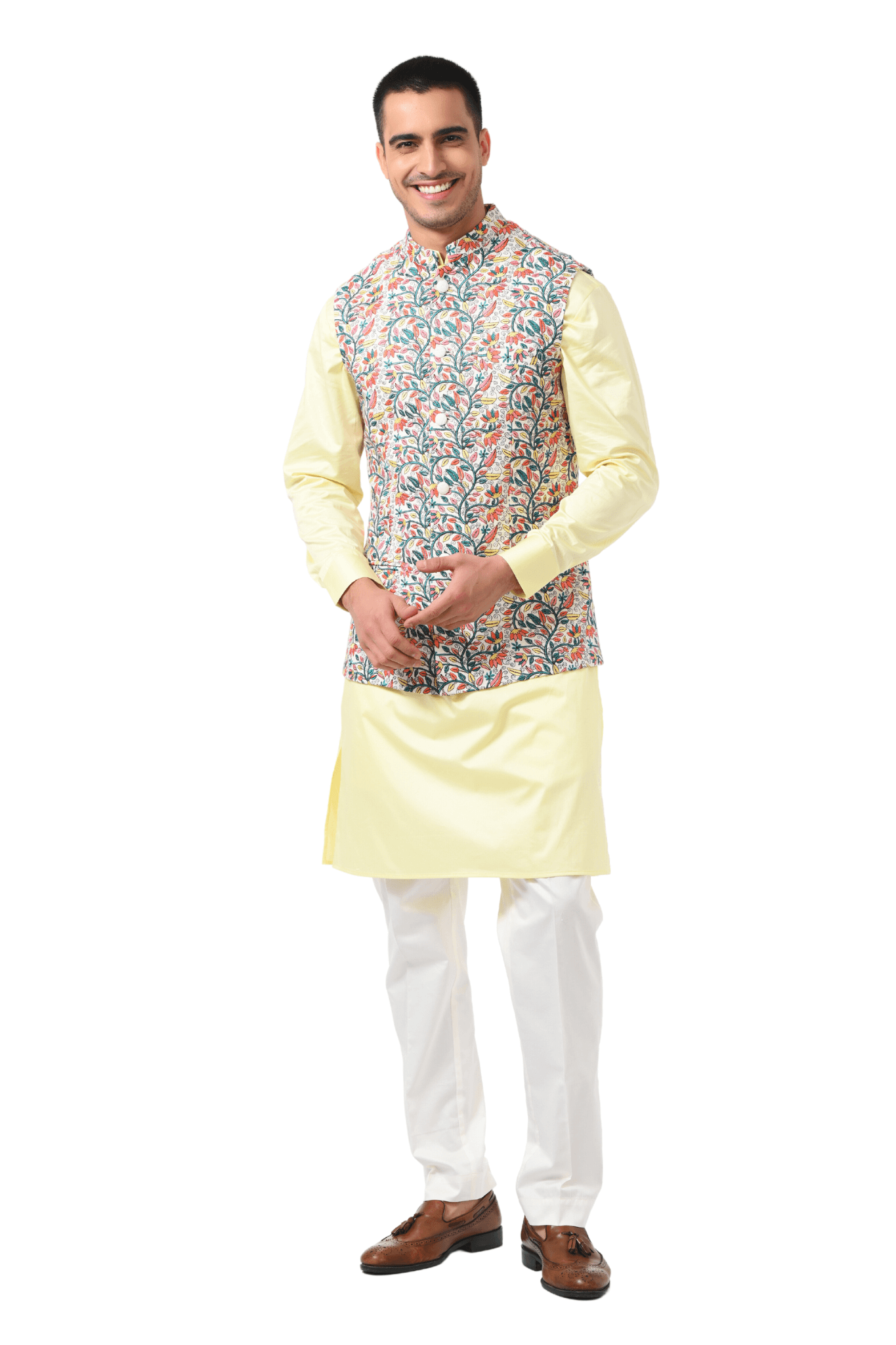 Bengal Kantha Ethnic Embroidered Nehru Jacket