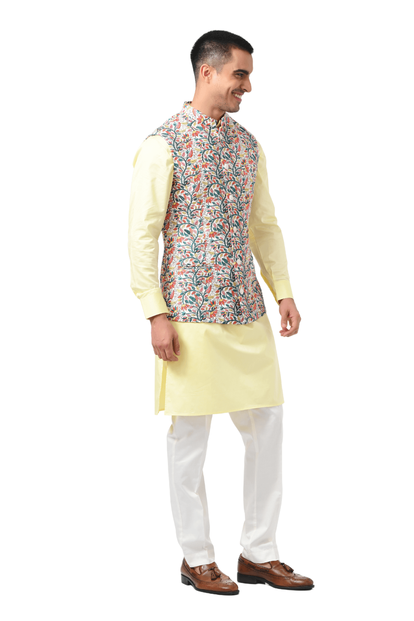 Bengal Kantha Ethnic Embroidered Nehru Jacket