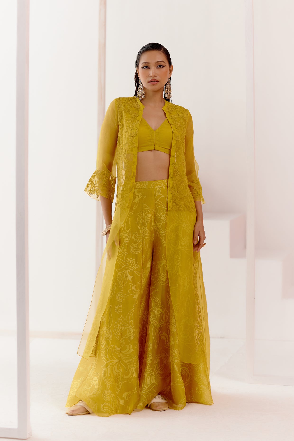 Mustard Cape and Sharara Set