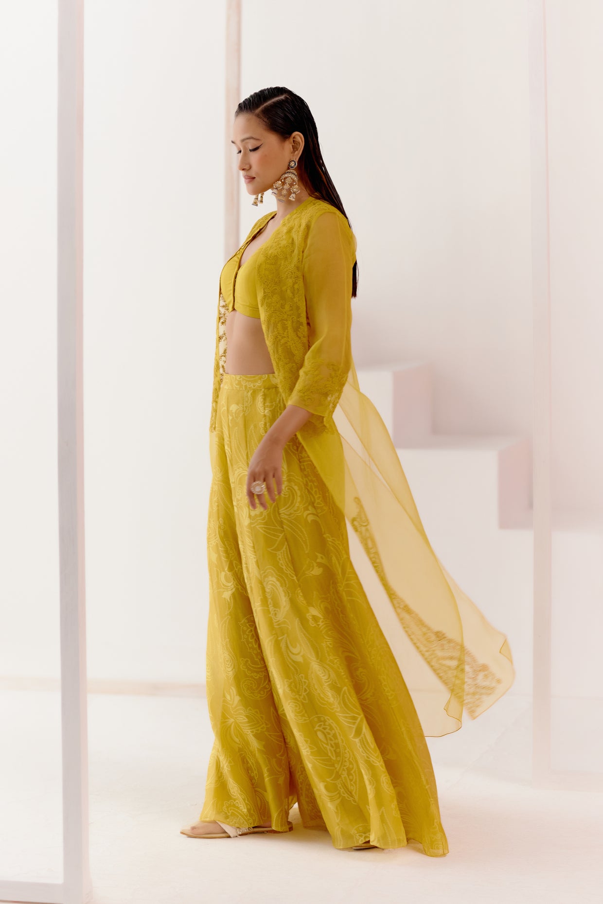 Mustard Cape and Sharara Set