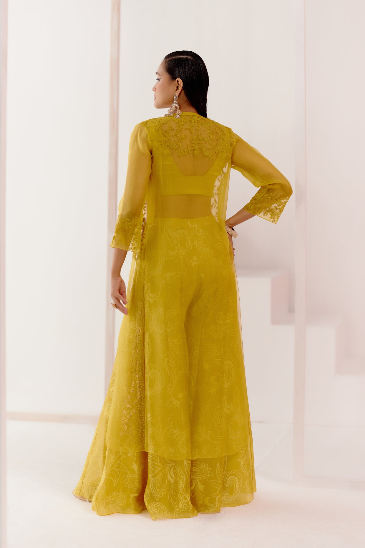 Mustard Cape and Sharara Set
