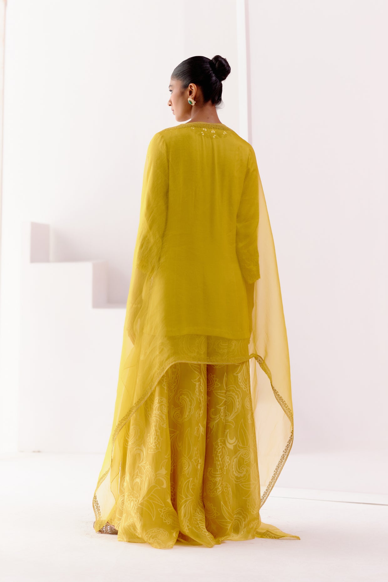 Mustard Embroidered Sharara Set