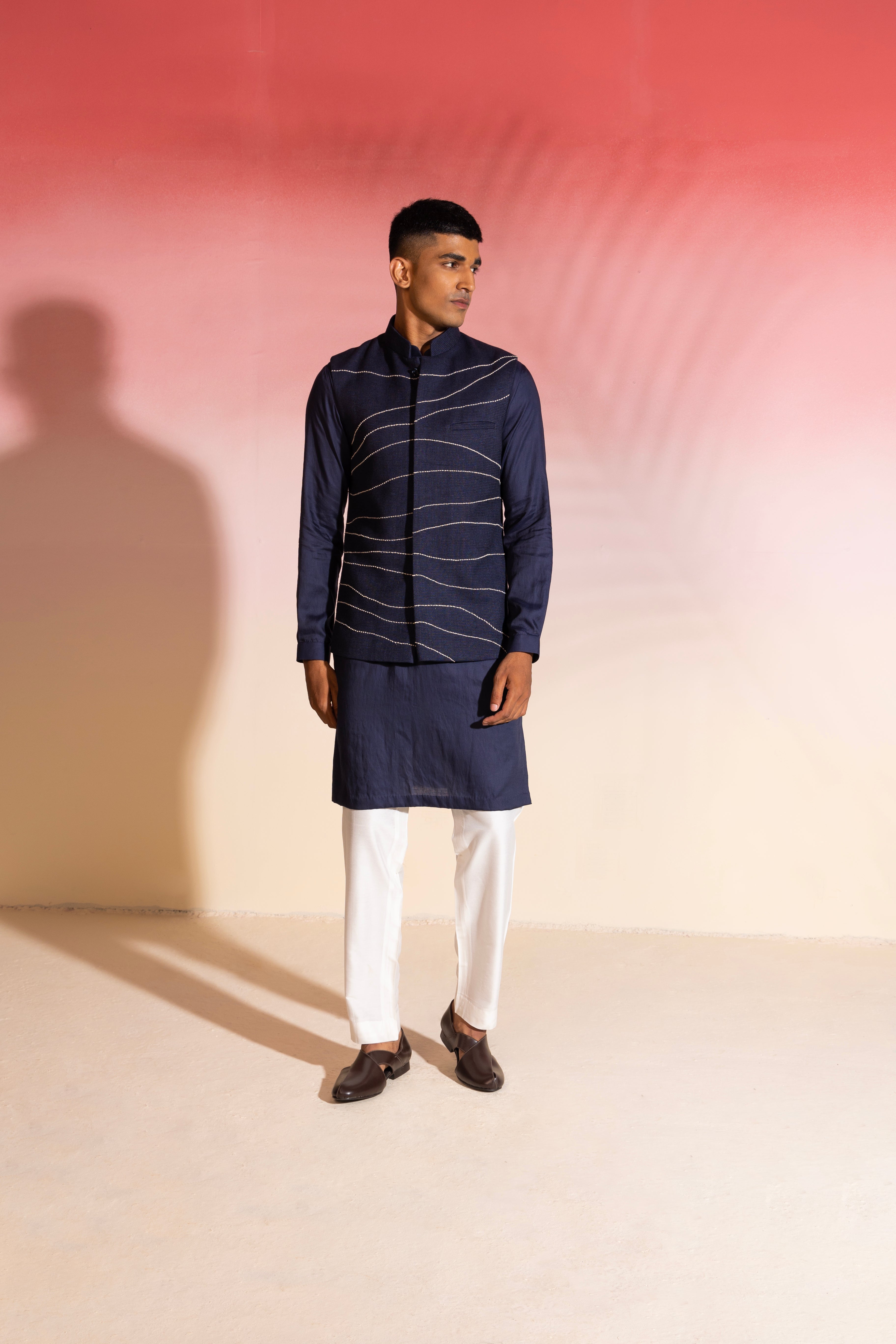 Flow Navy Kurta Nehru Set