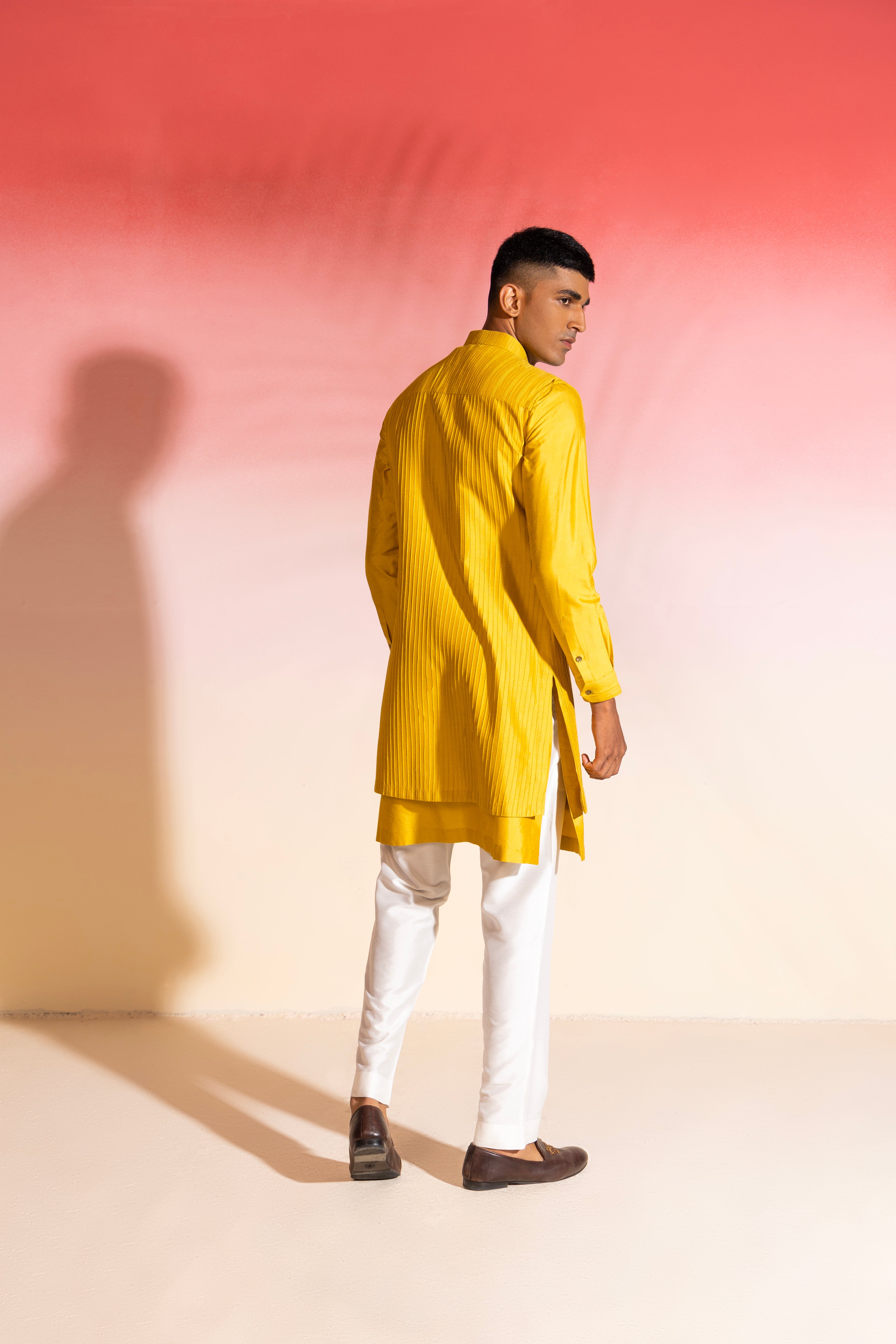 Musturd Jacket With Kurta Set