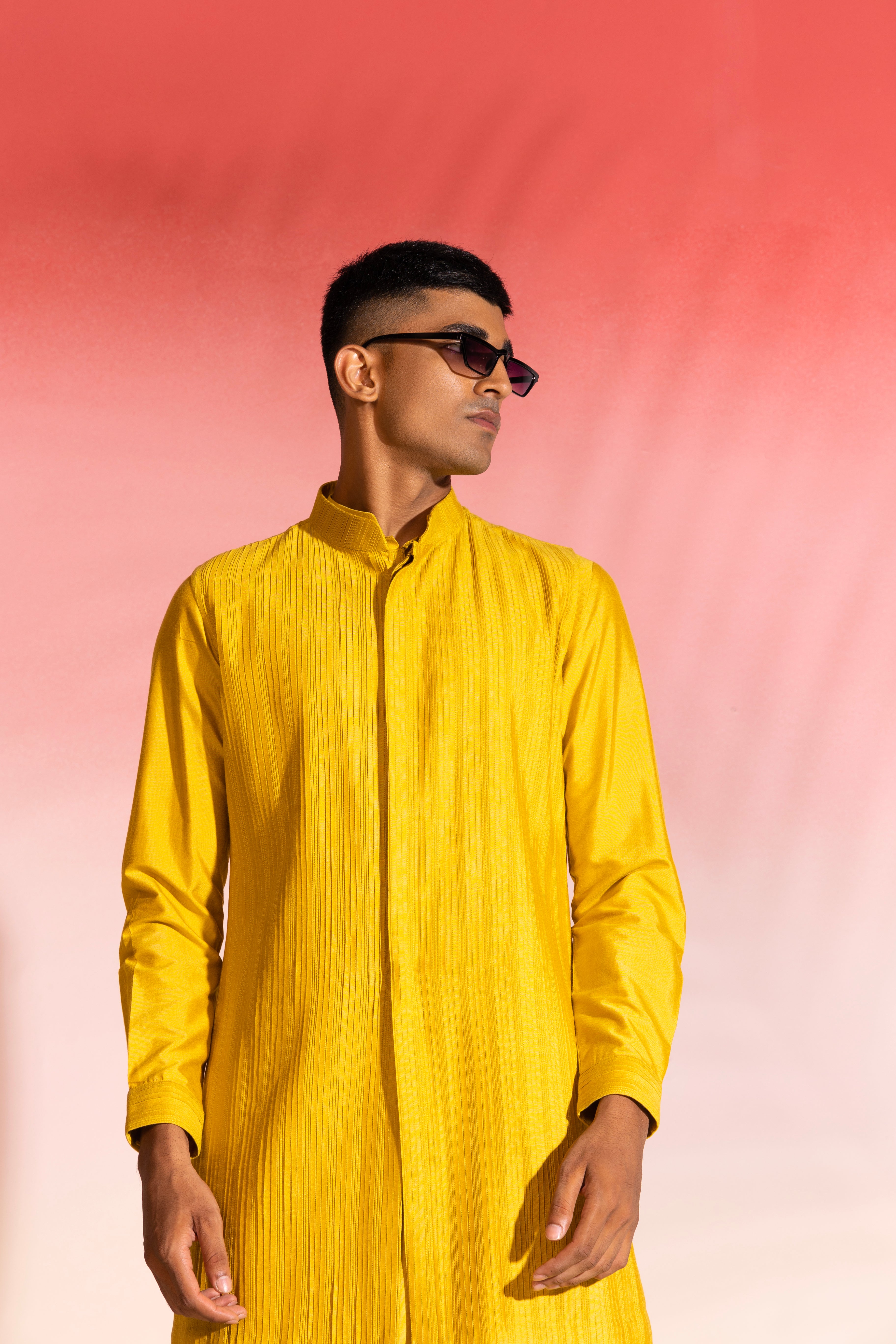 Musturd Jacket With Kurta Set