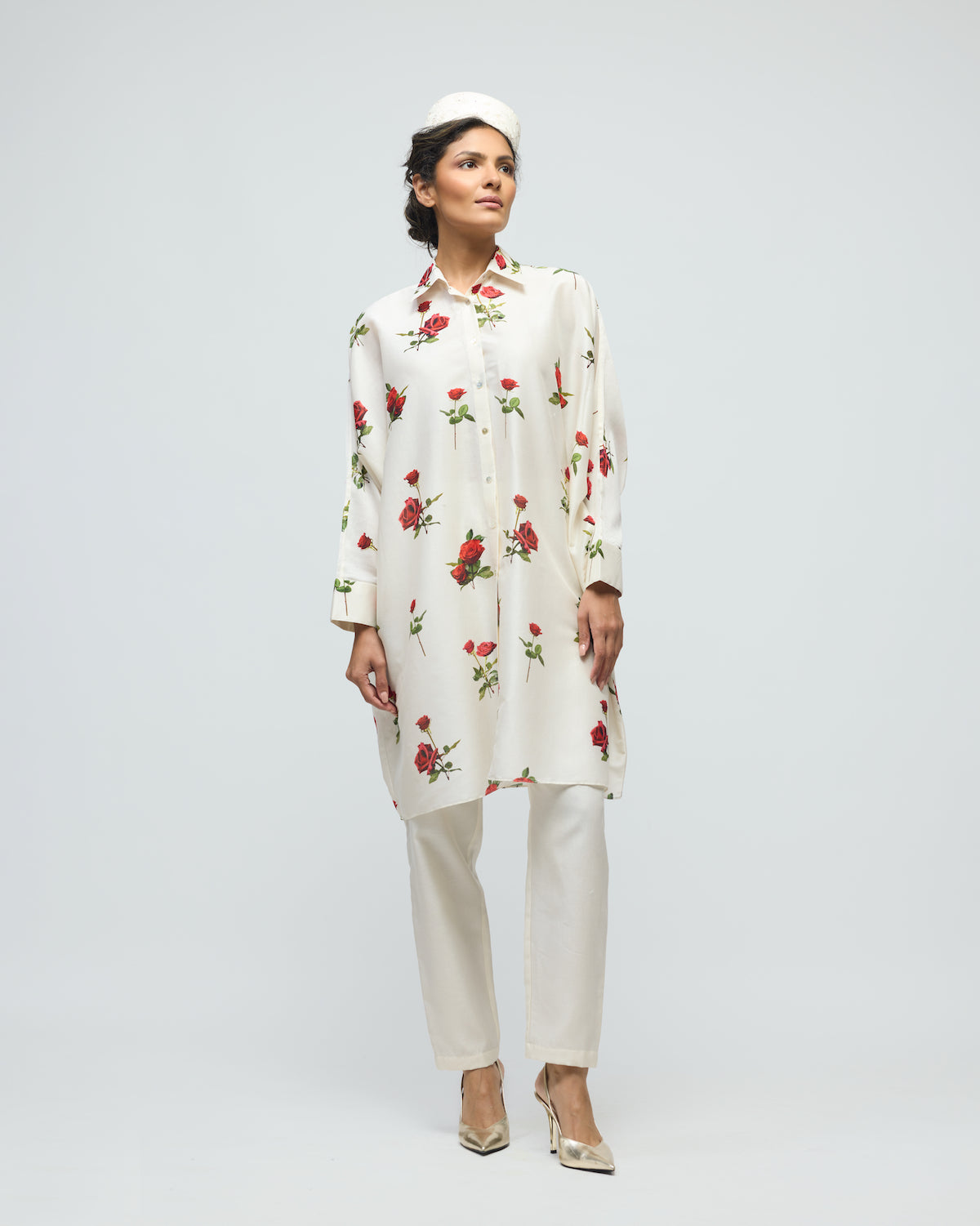 Floral Printed Chanderi Tunic