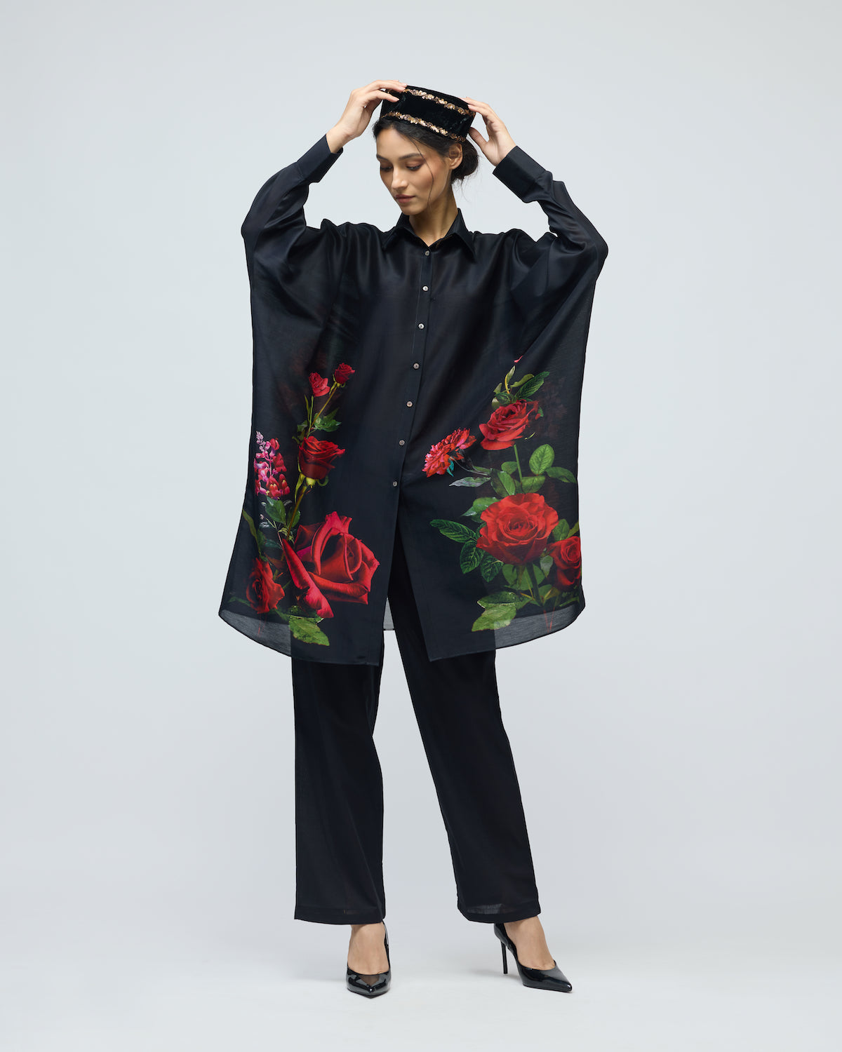 Floral Printed Chanderi Tunic