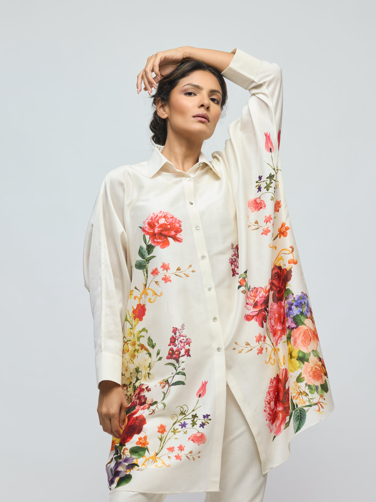Floral Printed Chanderi Tunic