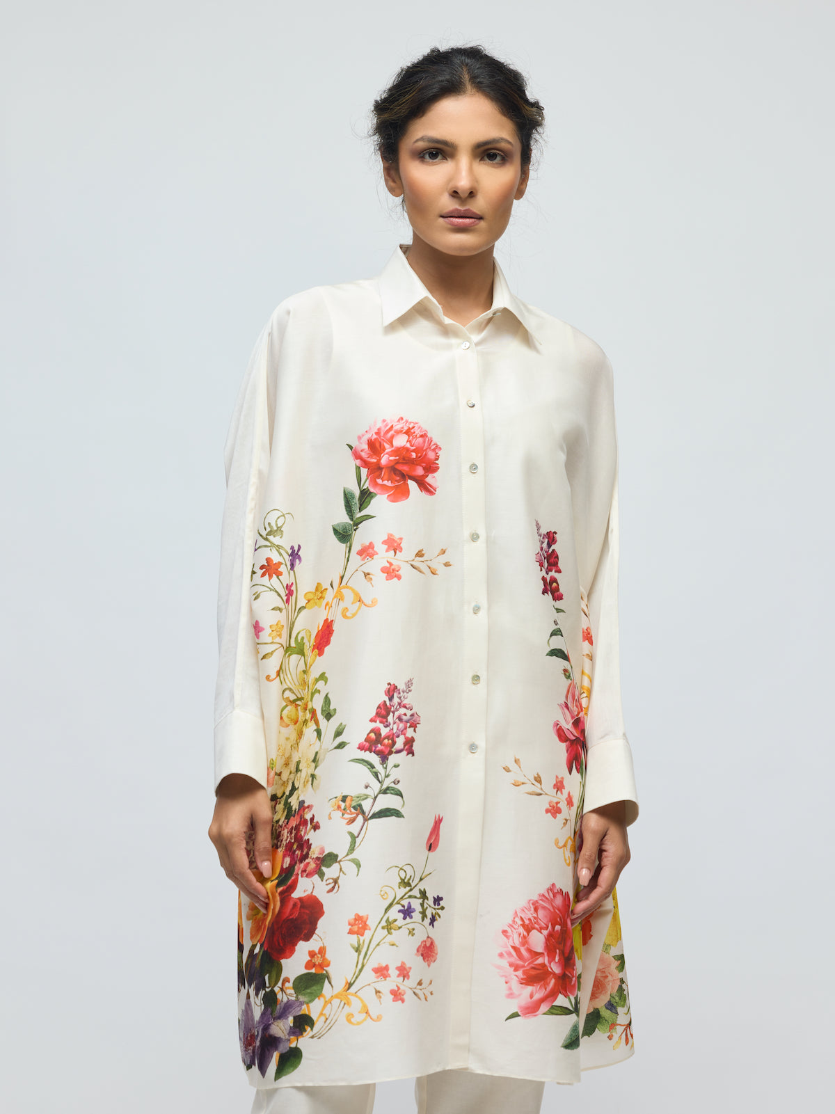 Floral Printed Chanderi Tunic