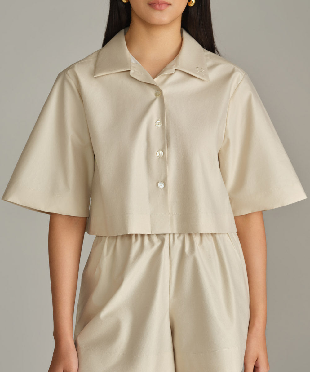 Egyptian Cotton Cropped Bowling Shirt