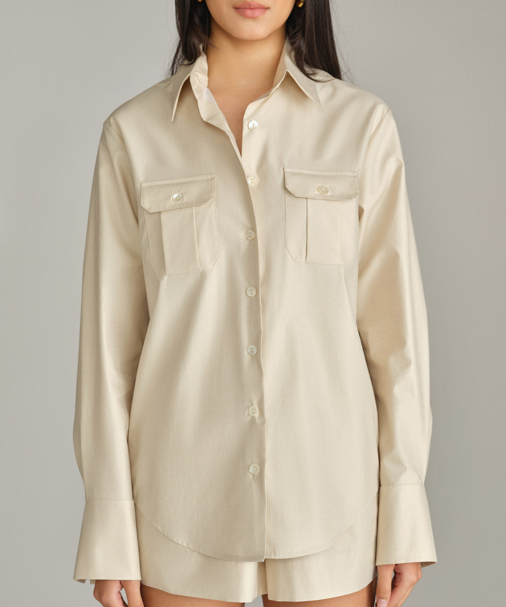 Egyptian Cotton Oversized Long-Sleeved Shirt