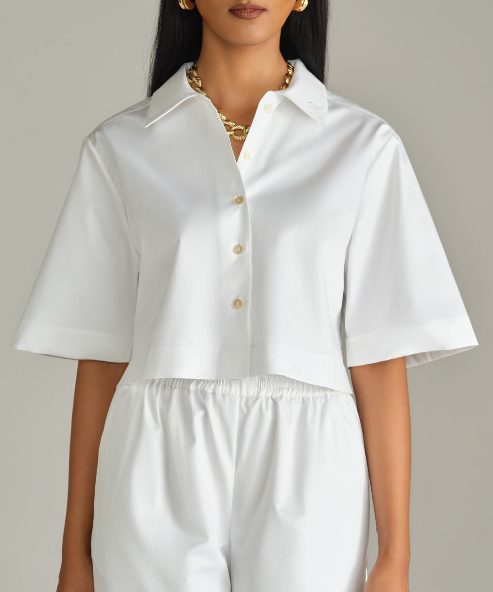 Egyptian Cotton Cropped Bowling Shirt
