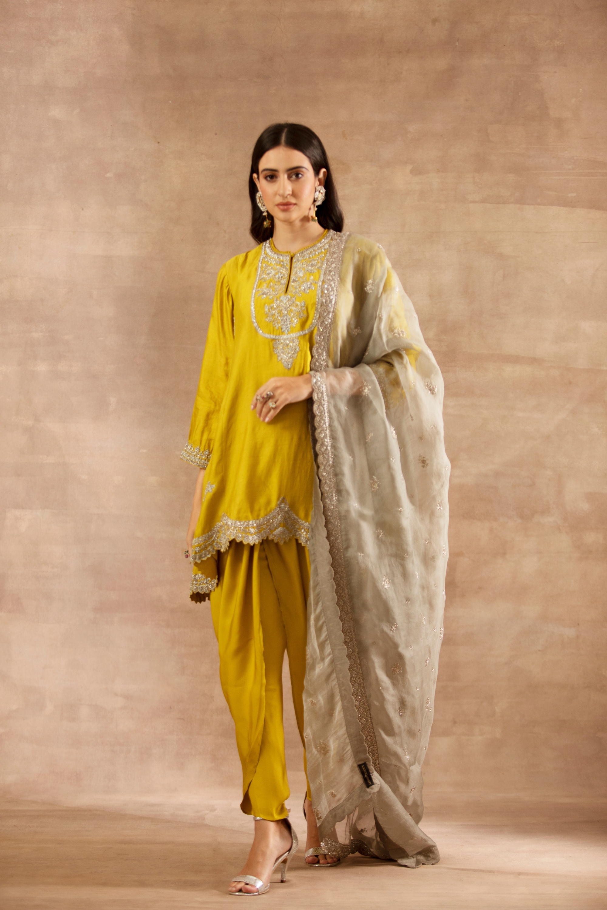 Mustard Embroidered Tunic Set