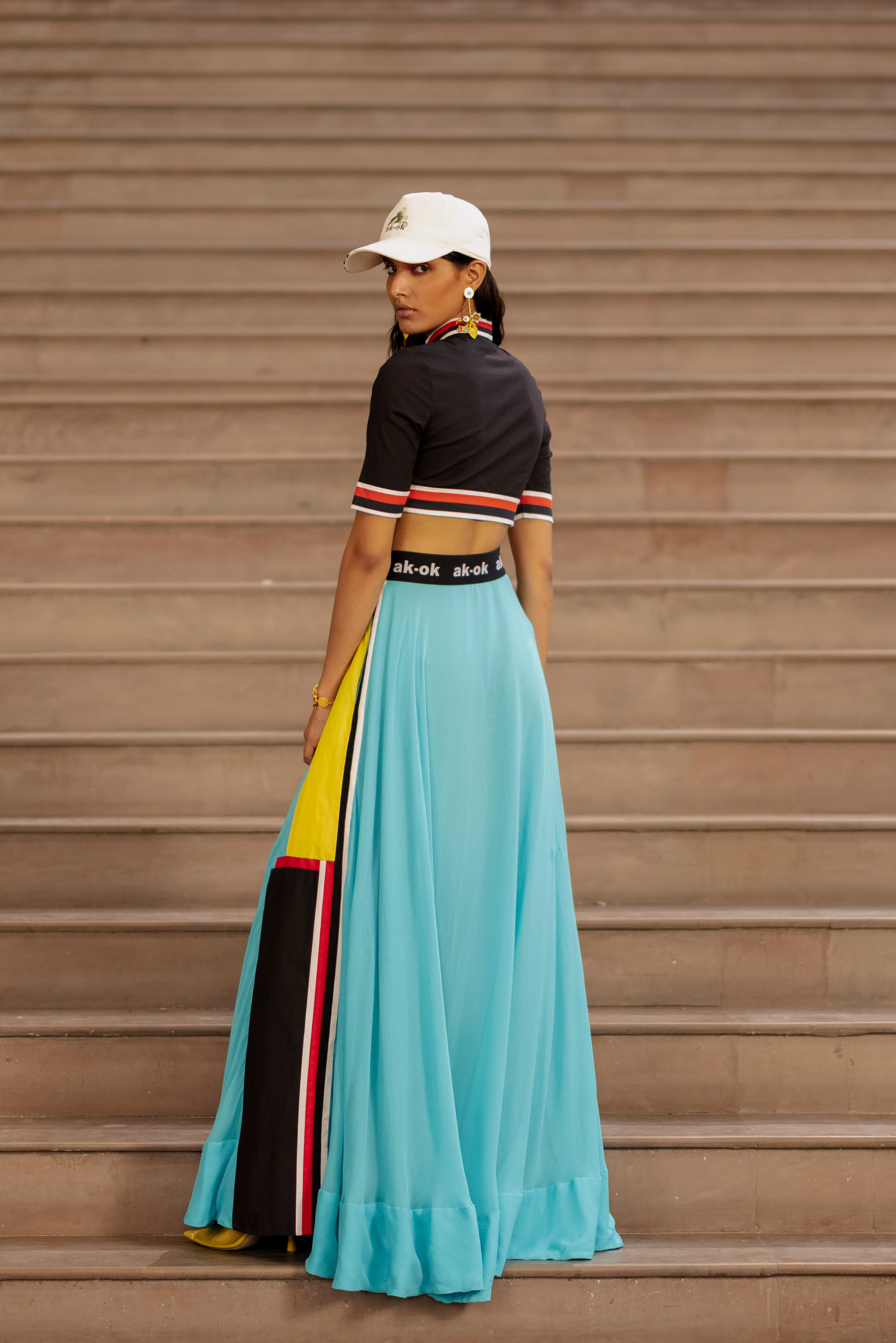 Lehenga Skirt And Top With Sporty Detail