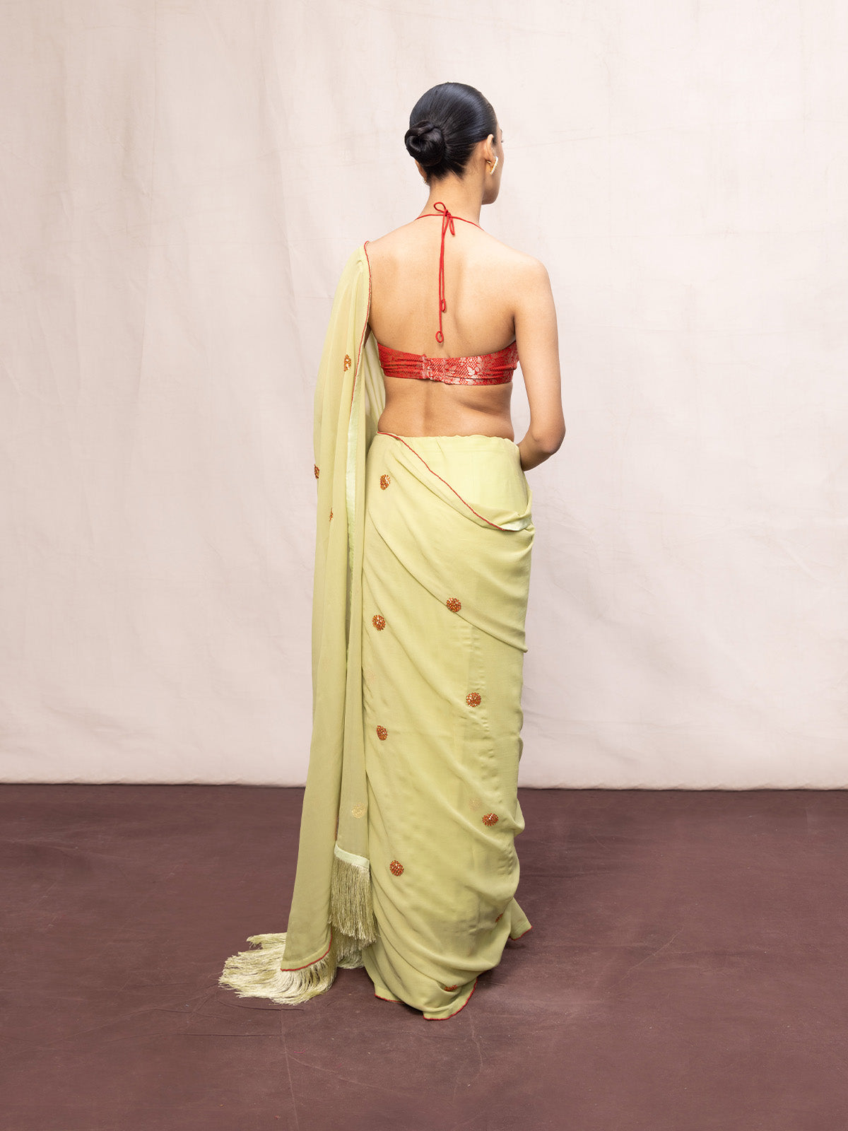 Handwoven Green Georgette Embroidered Saree
