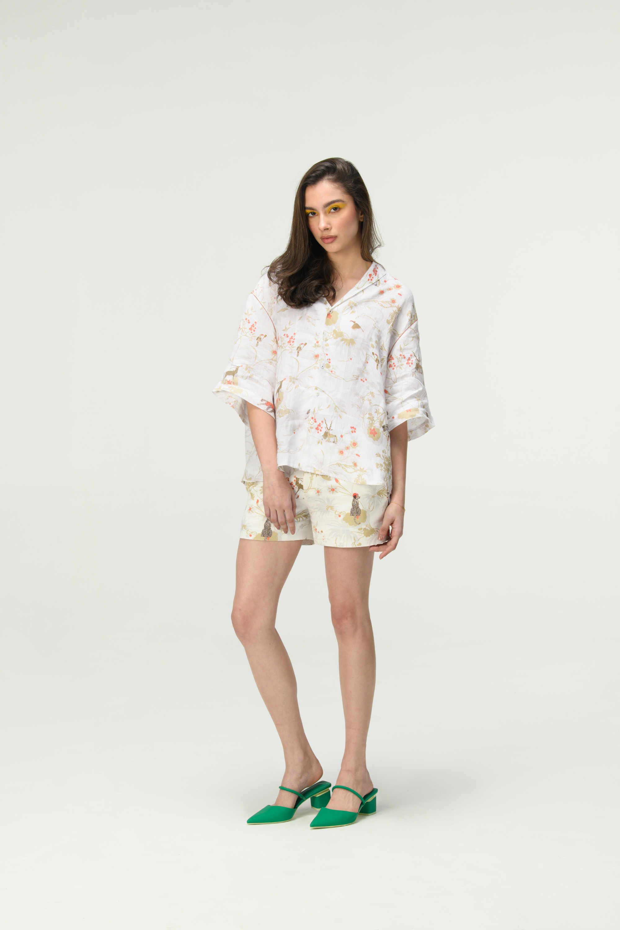 Rainforest Oversized Bush Shirt Ivory Linen