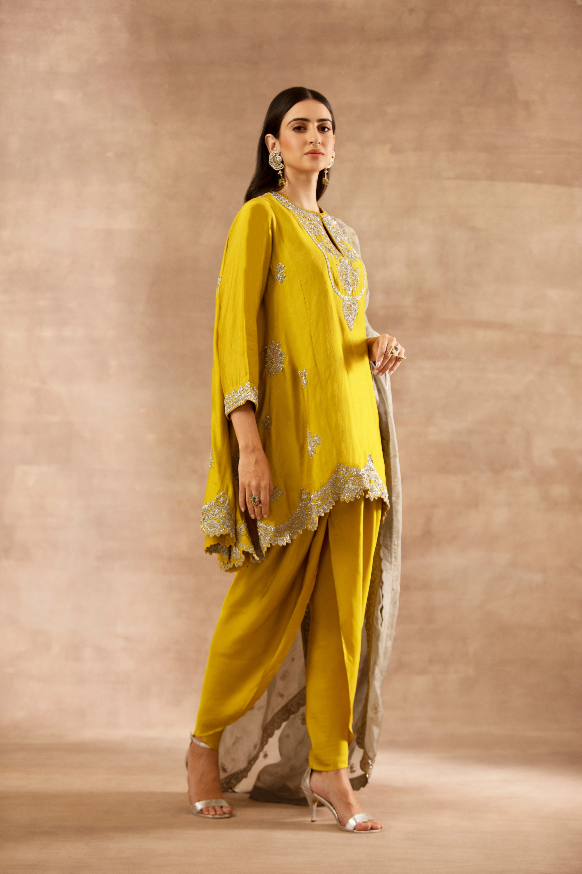 Mustard Embroidered Tunic Set