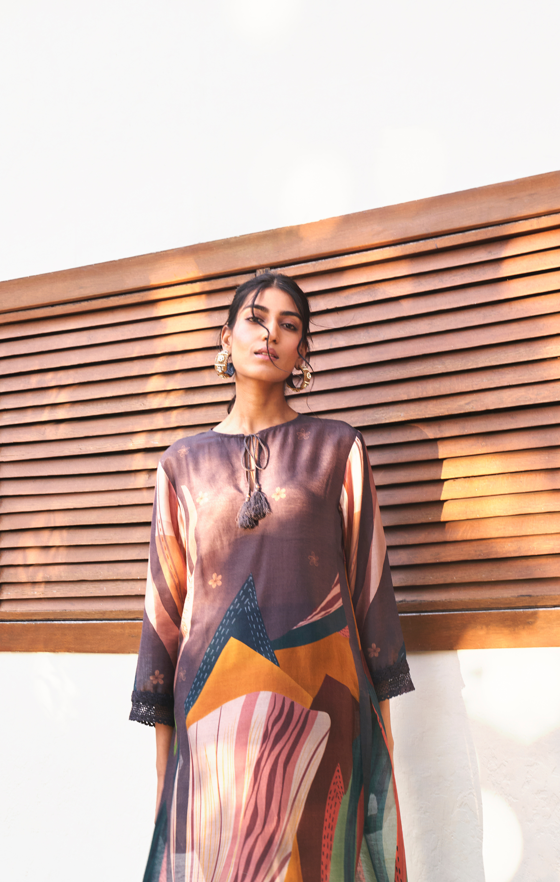 Old Rose Abstract Print Kurta Set With Trousers
