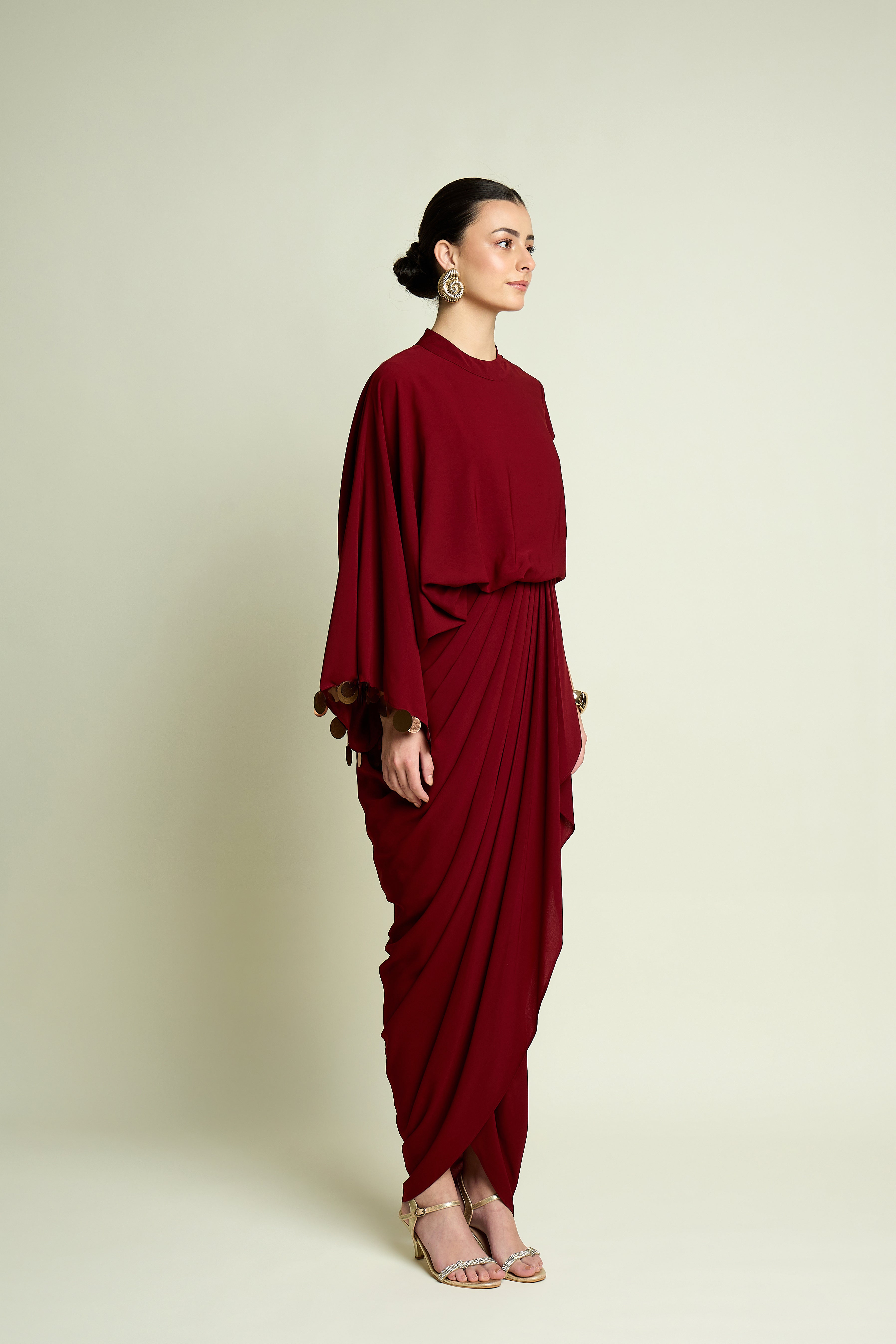 High Collar Drape Dress